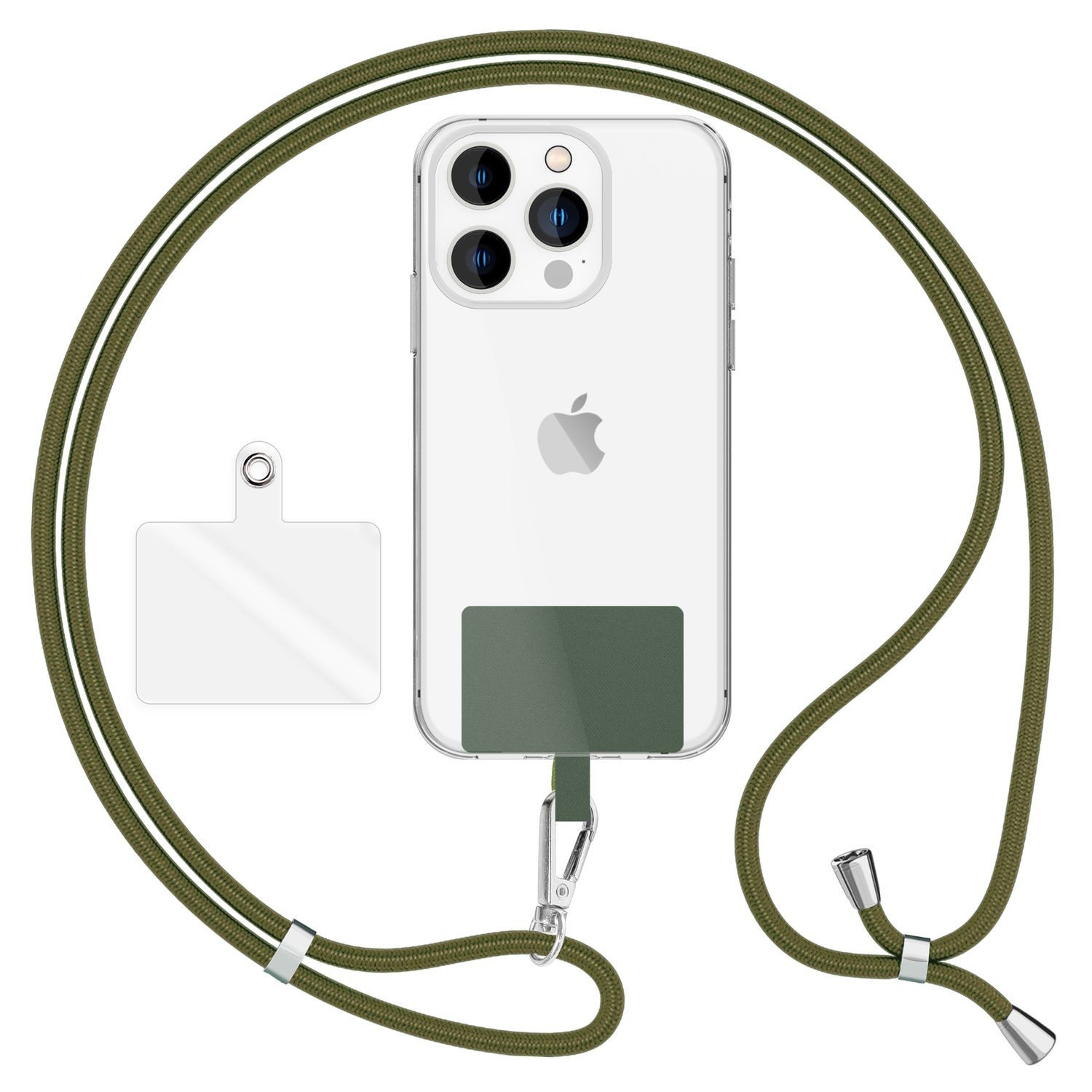 Nalia Handykette Universal Smartphone, Handy Band zum Umhängen mit Pad / 160 cm Lanyard Schlüsselband & Haken