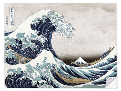 Posterlounge Wandfolie Katsushika Hokusai, Die große Welle vor Kanagawa, Wohnzimmer Orientalisches Flair Malerei