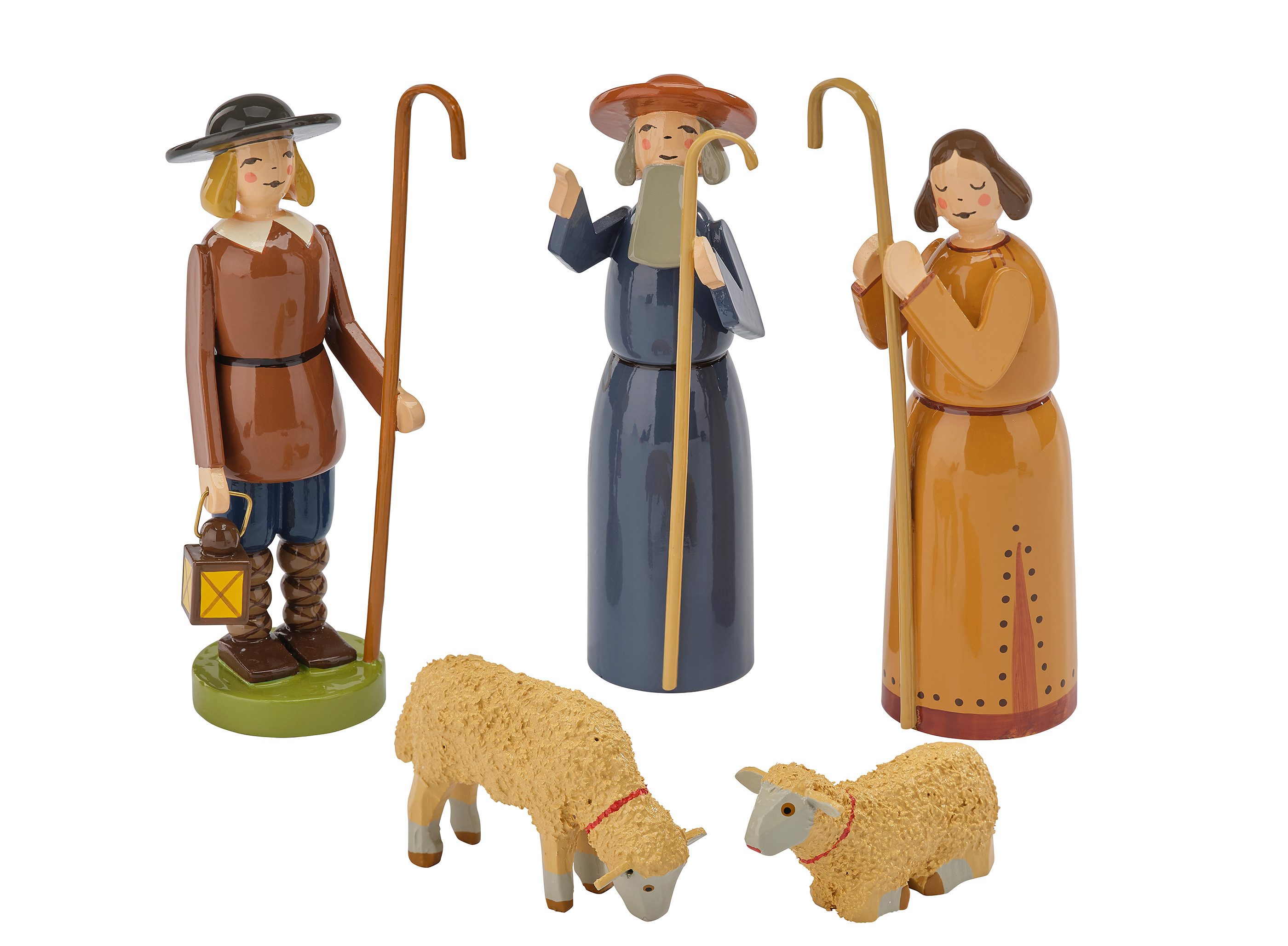Wendt & Kühn Krippe Krippenszene, klein, 5 Figuren, Hirten (5-tlg), Original Erzgebirge