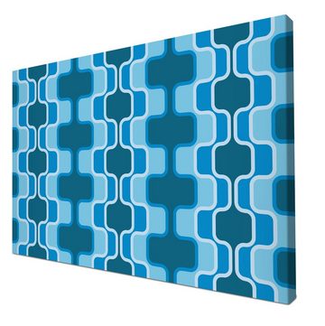 wandmotiv24 Leinwandbild Retromuster Blau Muster, Abstrakt (1 St), Wandbild, Wanddeko, Leinwandbilder in versch. Größen