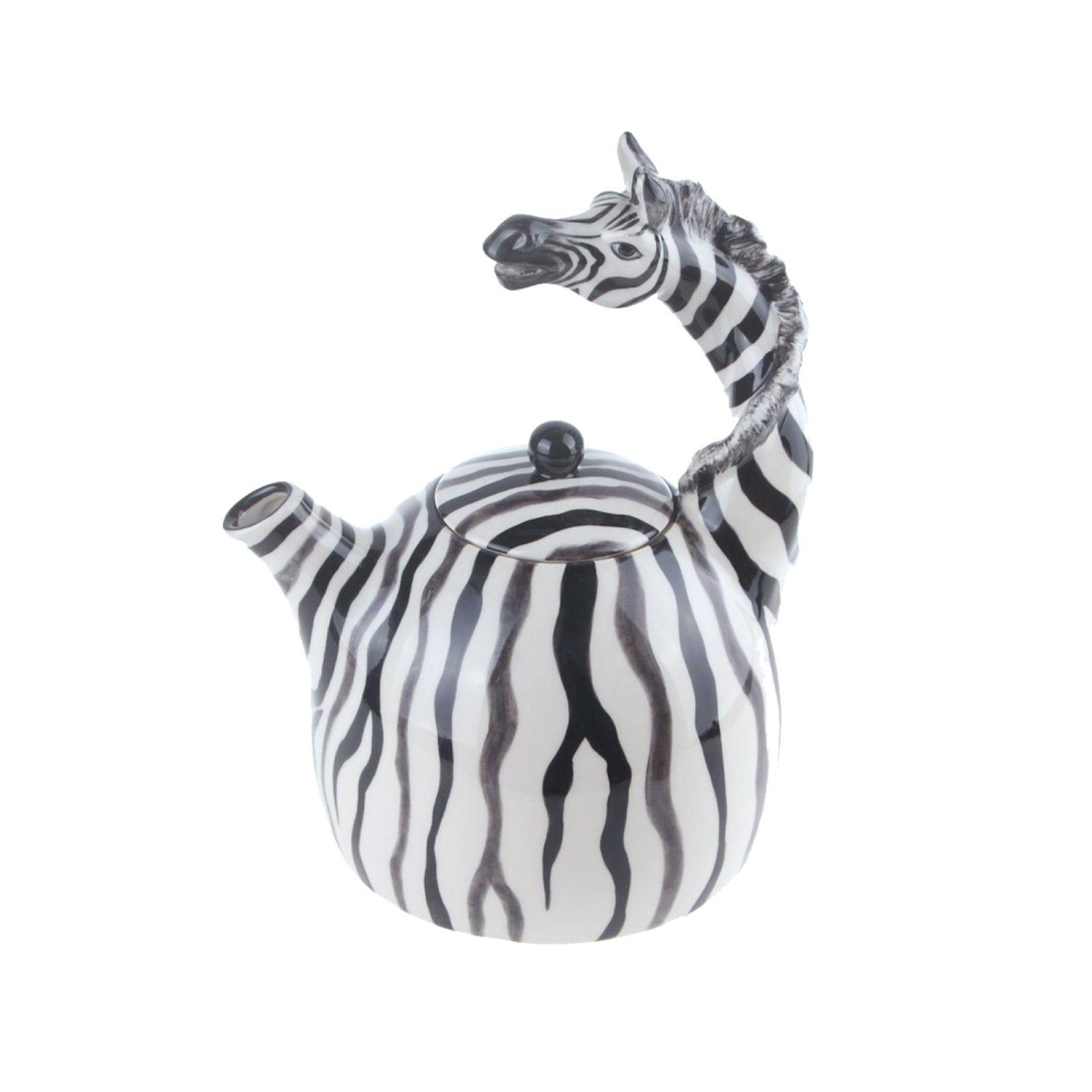 Jameson + Tailor Teekanne Design-Kanne Zebra, 1.2 l, (Stück, Stück), Teekanne Porzellan Giraffe gestreift