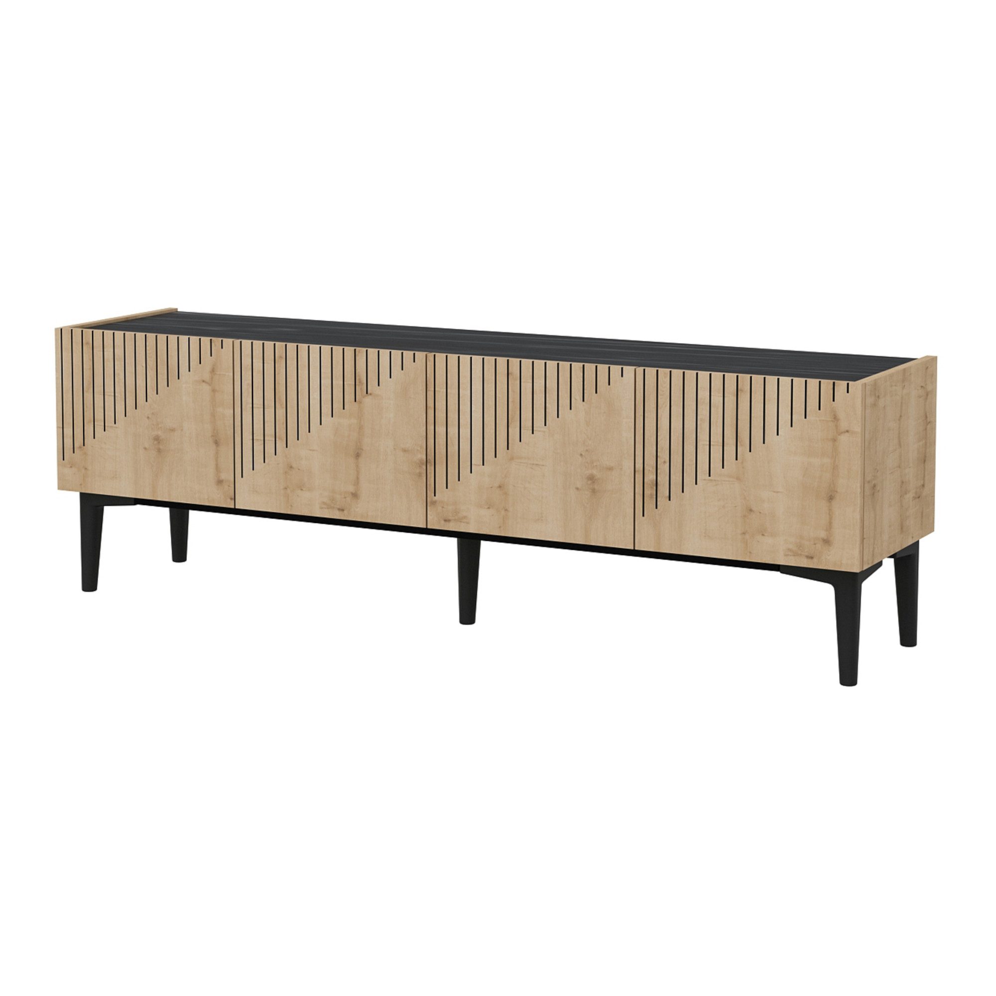 en.casa TV-Schrank »Oppdal« 154x37x45cm Eiche / günstig online kaufen
