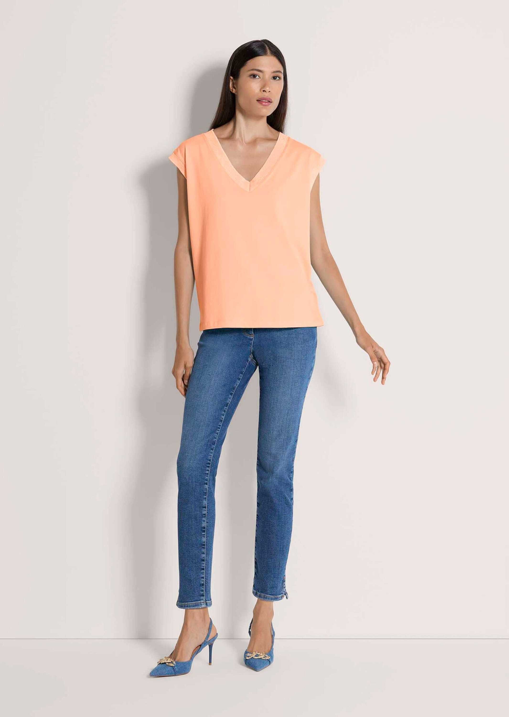Kurzarmshirt Sommershirt mit Rippenbändern