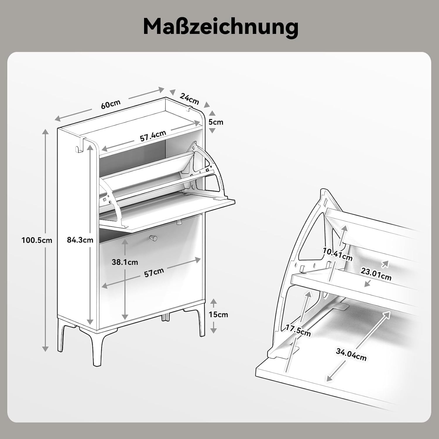 Dripex Schuhschrank mit 2 klappbaren Schubladen und Metallfüßen, verstellba günstig online kaufen