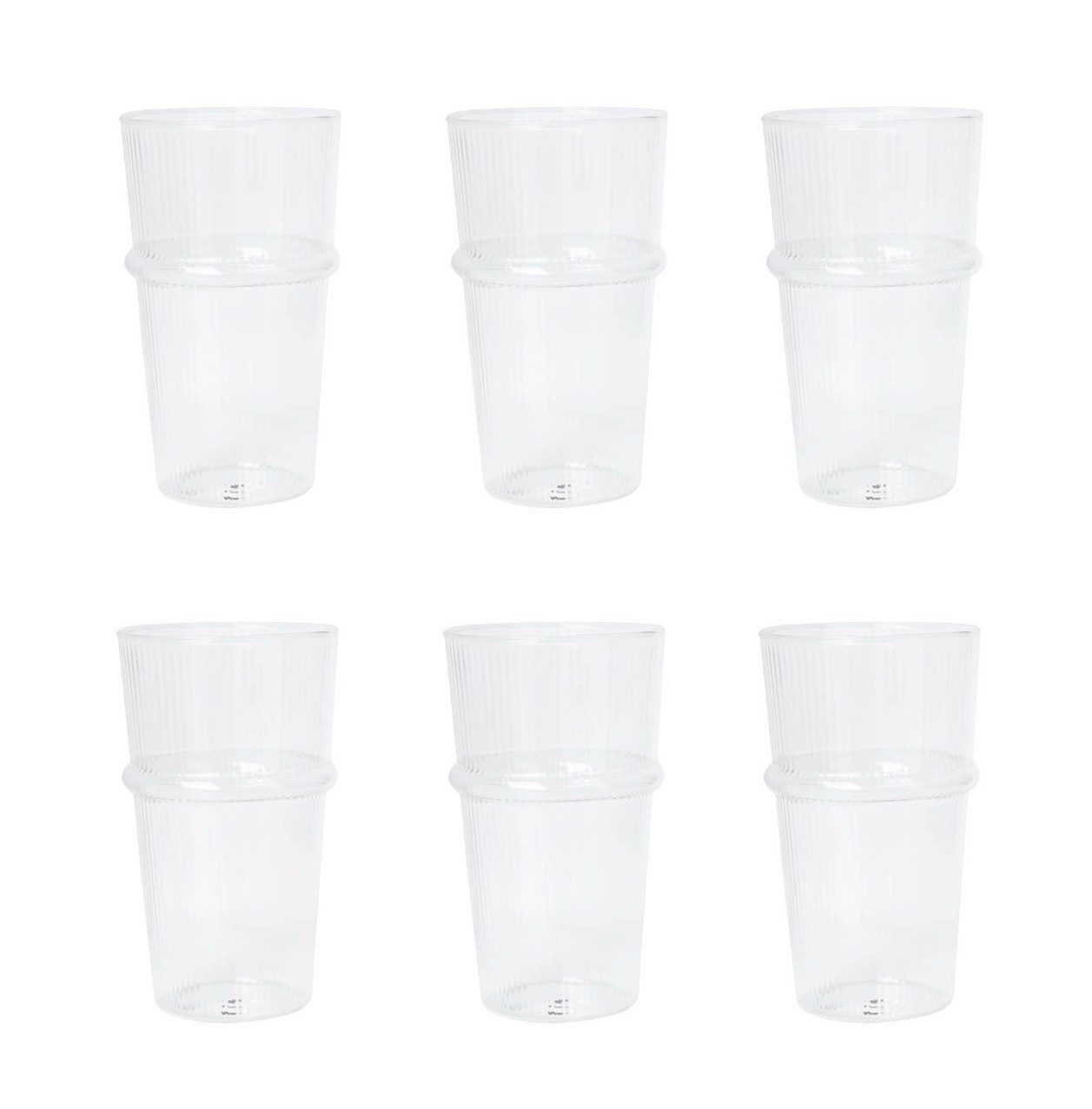 Bastion Collections Tasse Ribbed / Streifen, Glas, Farbe: Transparent, Motiv: Streifen