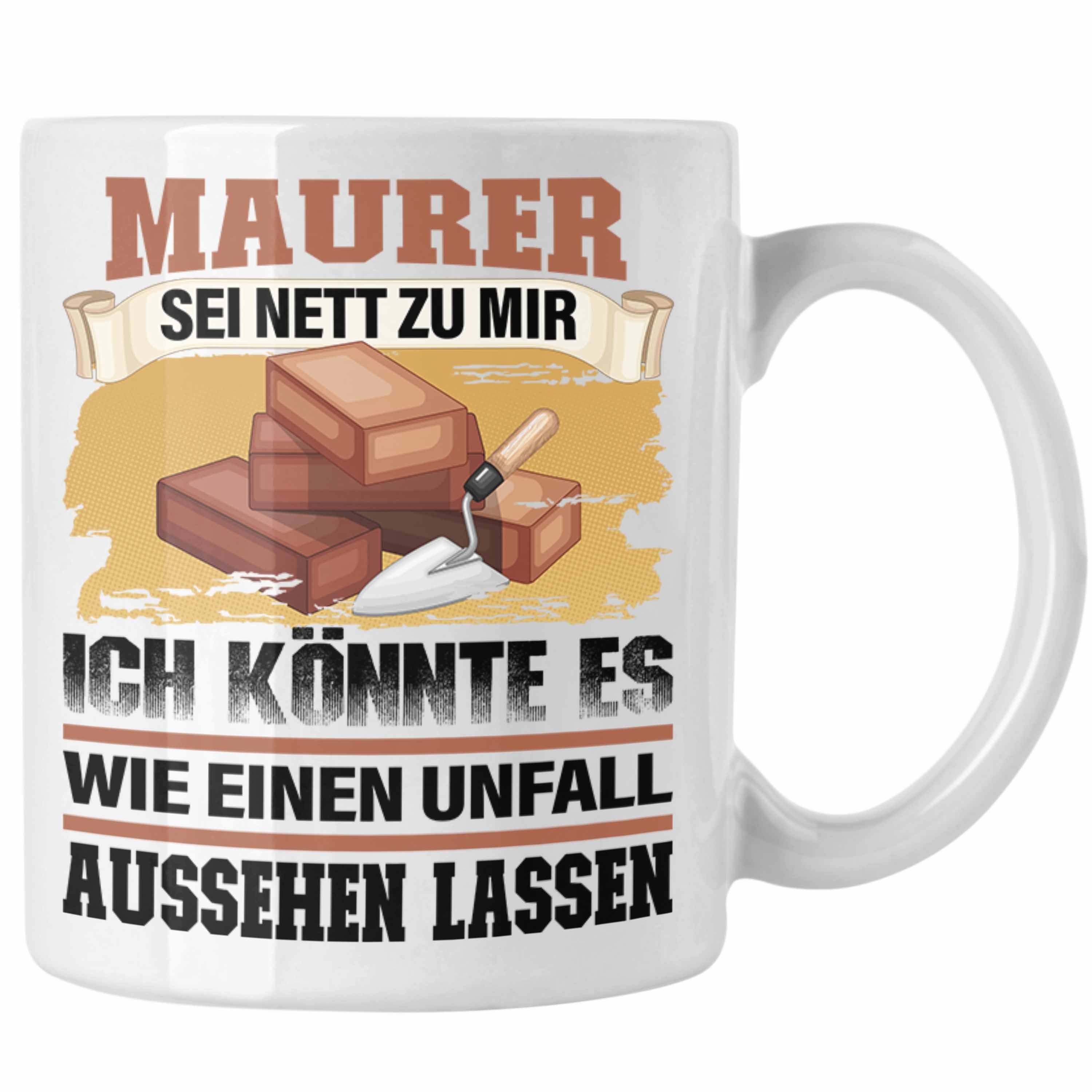 Weiss Tasse Lustiger Geschenk - Maurer Trendation Maurer-Meister Spruch Gesc Trendation Tasse