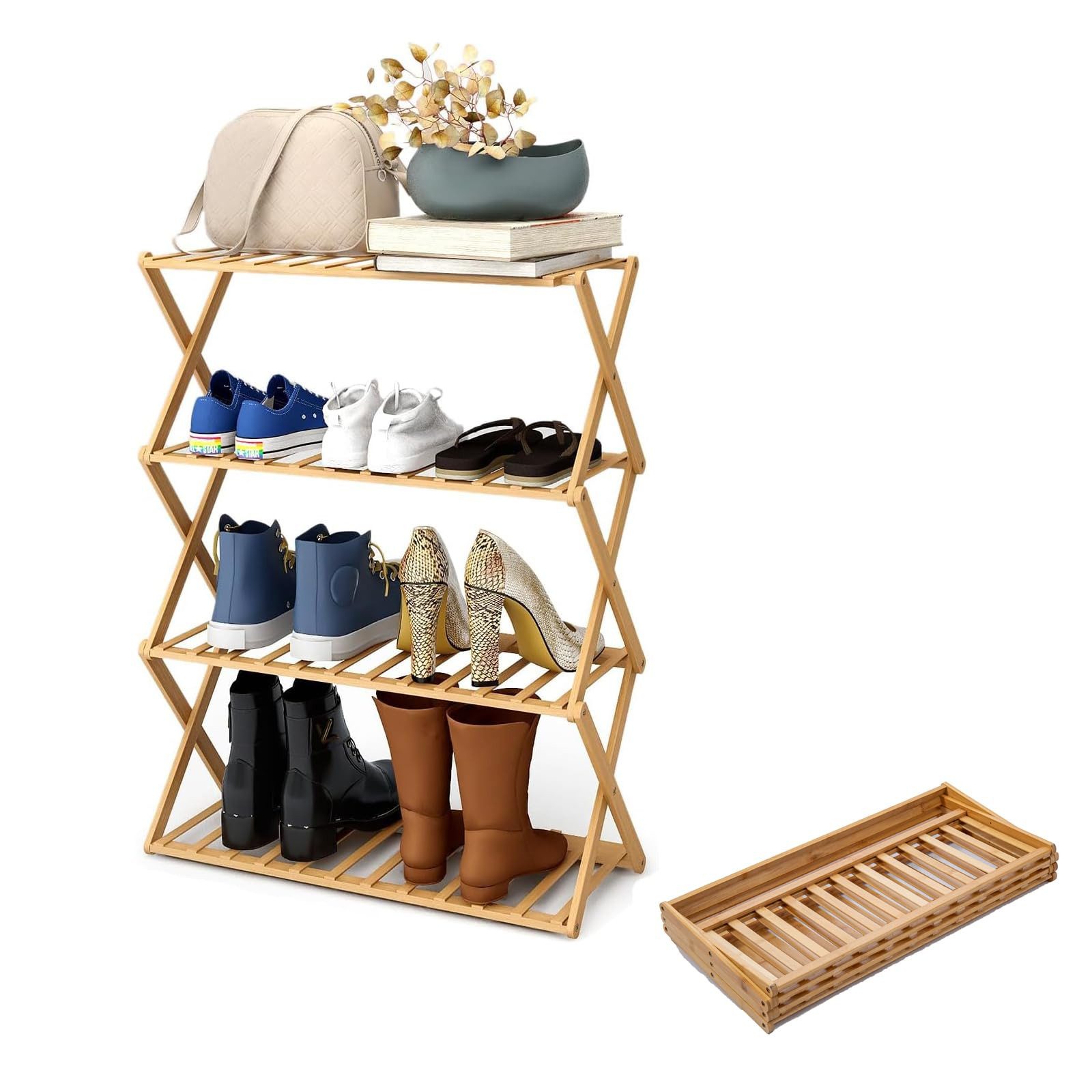 Youyijia Schuhregal Schuhregal, 50×70cm Faltbares Schuhregal Aus Bambus Mit günstig online kaufen