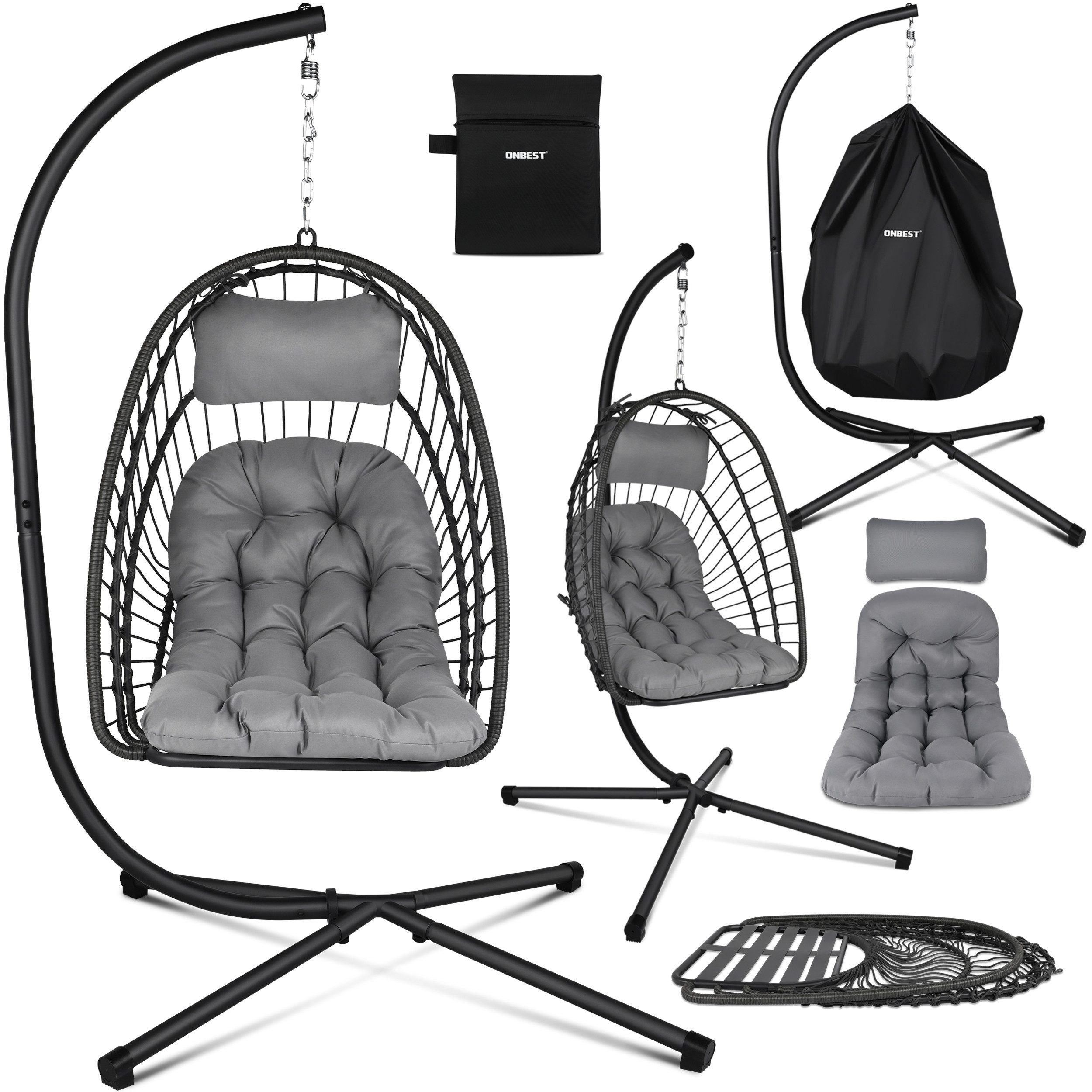 Onbest Hängesessel mit Schutzhülle 130kg 360° günstig online kaufen