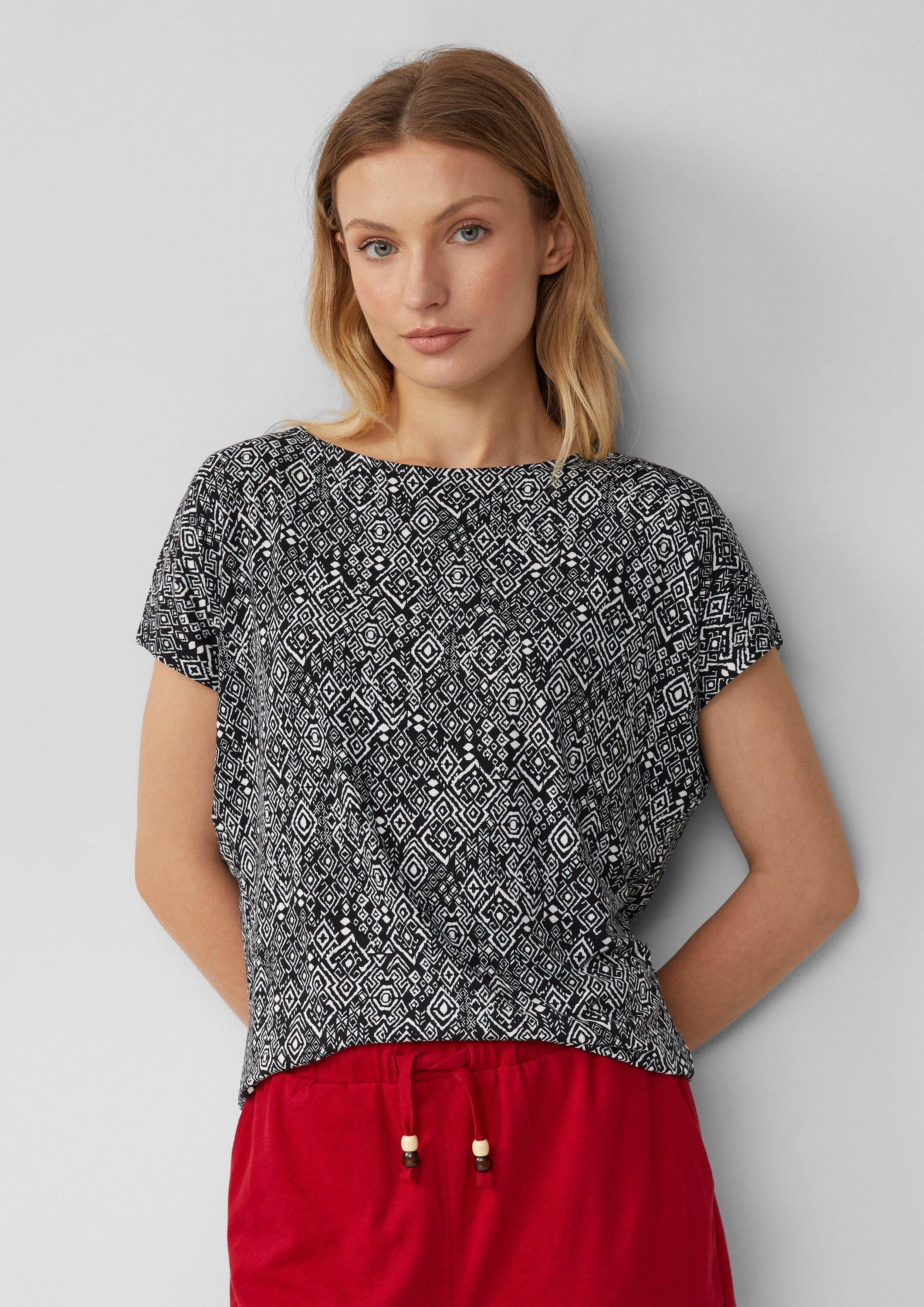 s.Oliver Kurzarmshirt T-Shirt Fließendes T-Shirt aus Viskosemix mit All-ove günstig online kaufen