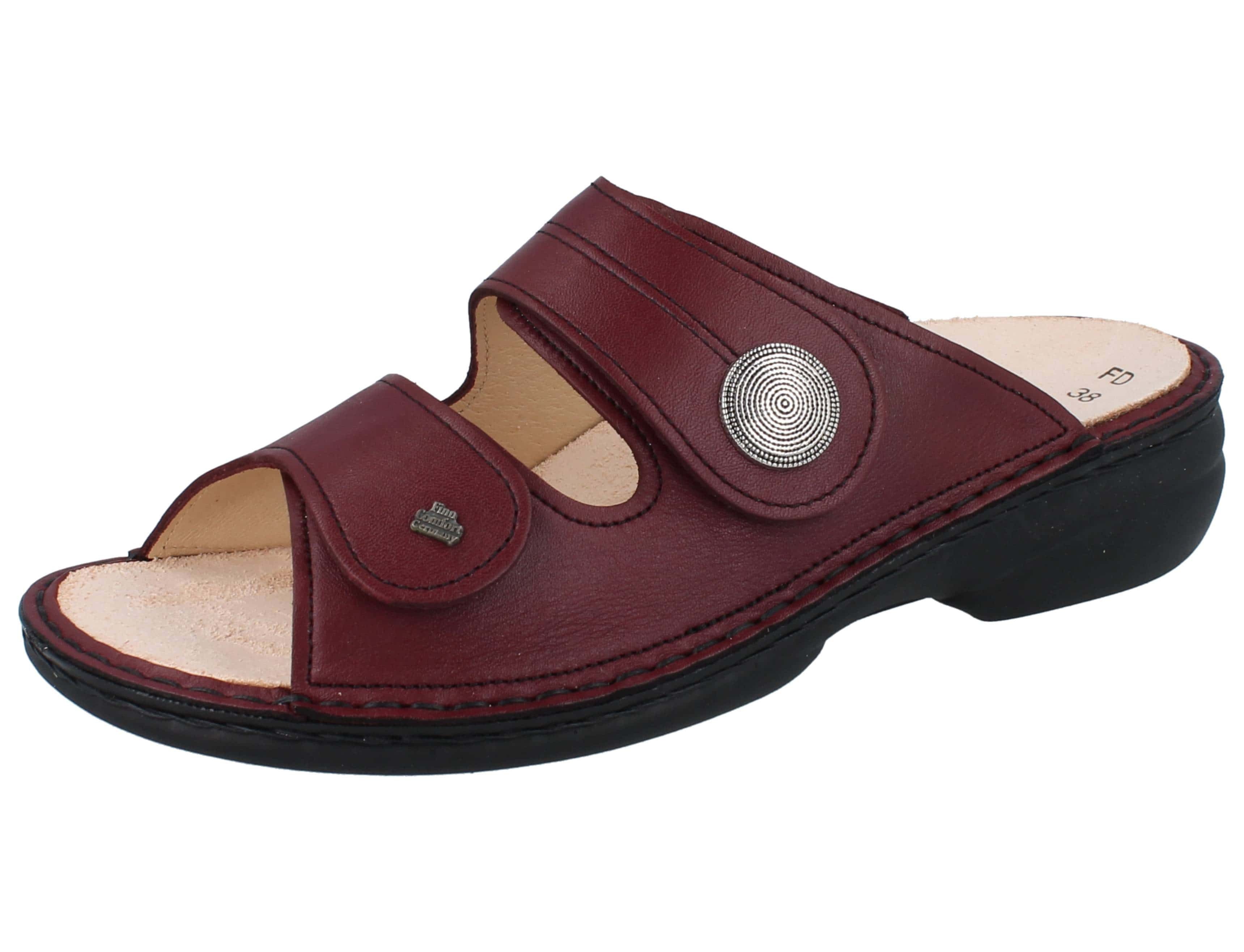 Finn Comfort FINN COMFORT Sansibar Damen Pantolette rot bordo Glattleder - Größe: Pantolette Wechselfußbett