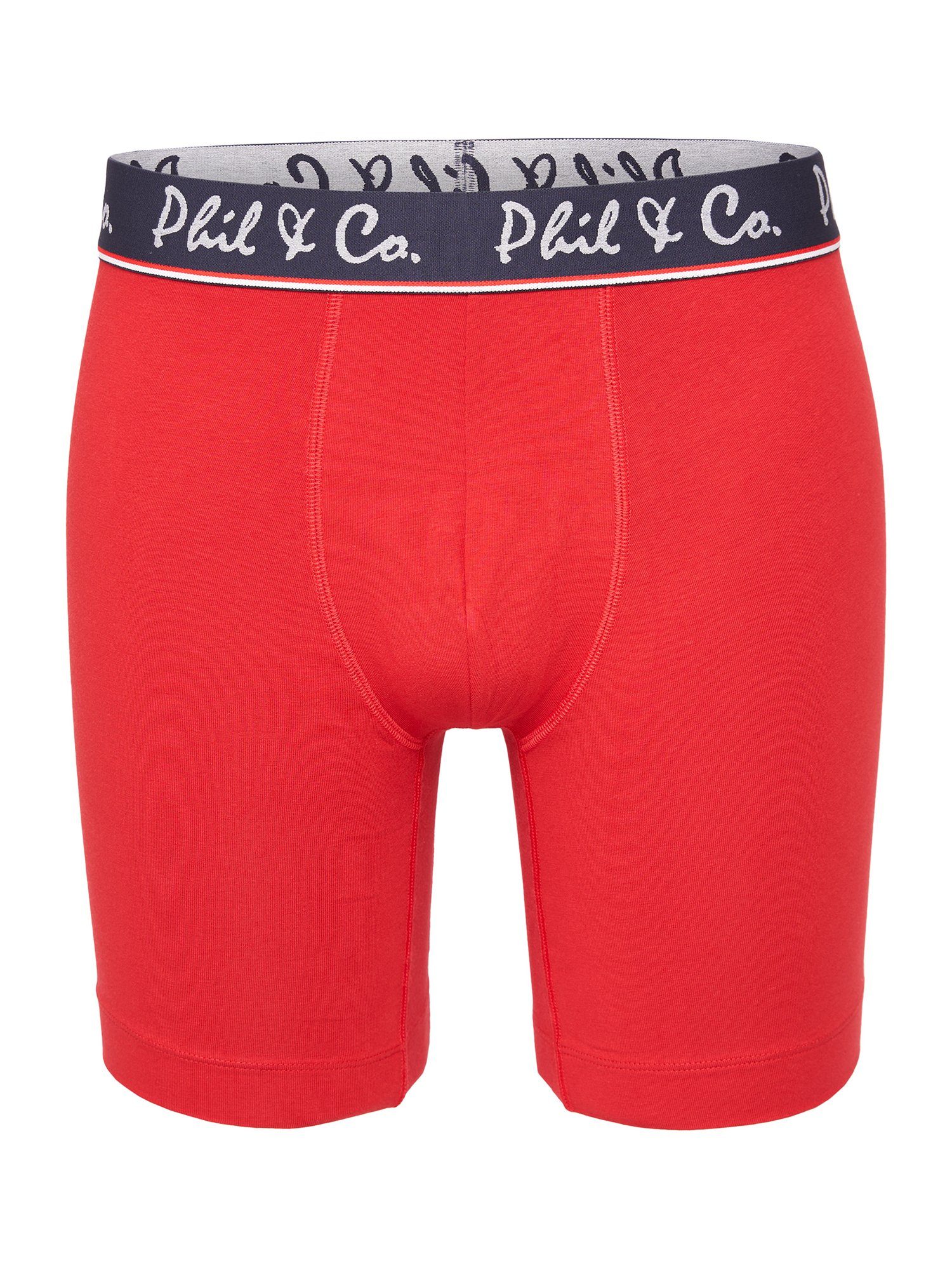 navy Boxer blue Boxer (3-St) Retro-Shorts Langer Unterhose red Long & Jersey Phil Boxer-Brief Co.