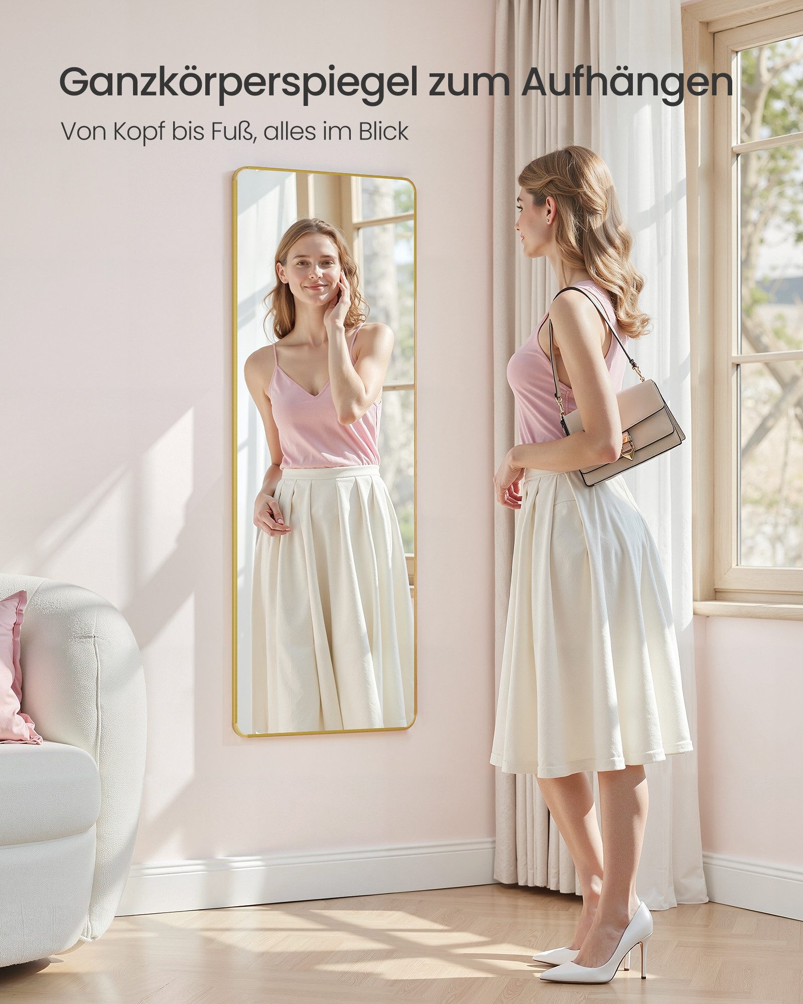 SONGMICS Wandspiegel, Ganzkörperspiegel, 120 x 40 cm, rechteckiger / gewölb günstig online kaufen