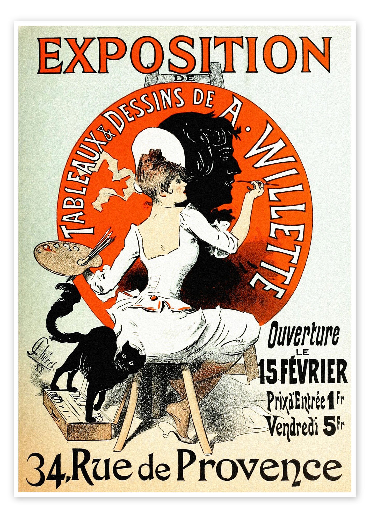 Posterlounge Poster Jules Chéret, Ausstellung von A. Willette (französisch), Malerei