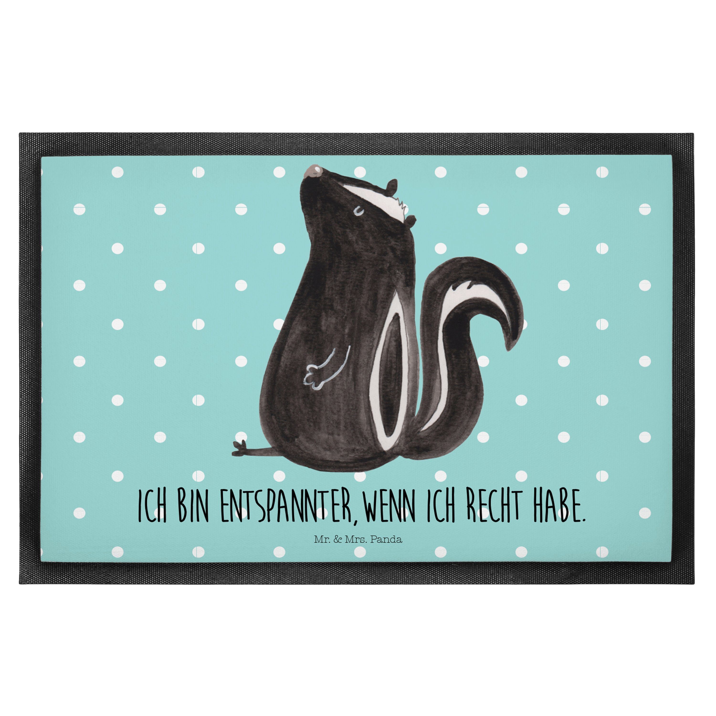 Fußmatte Stinktier sitzend - Türkis Pastell - Geschenk, Skunk, Türmatte, Schmu