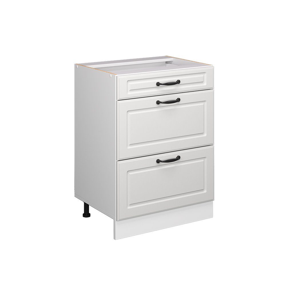 Vicco Unterschrank R-Line, Weiß Landhaus/Weiß, 60 cm mit Schubladen, ohne Arbeitsplatte (1-St)
