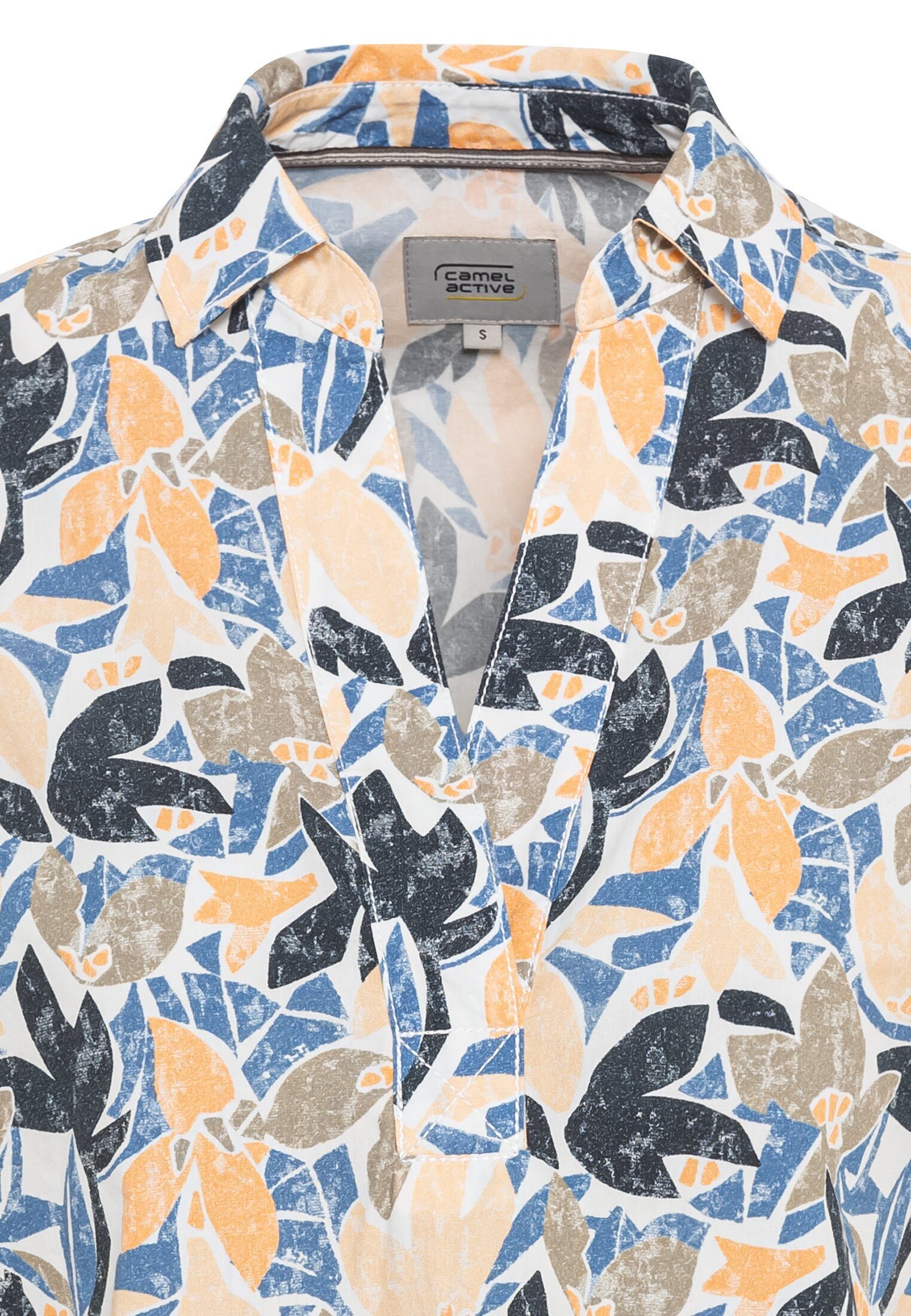 camel active Schlupfbluse Langarm Schlupfbluse aus reiner Baumwolle Langarm geblümt