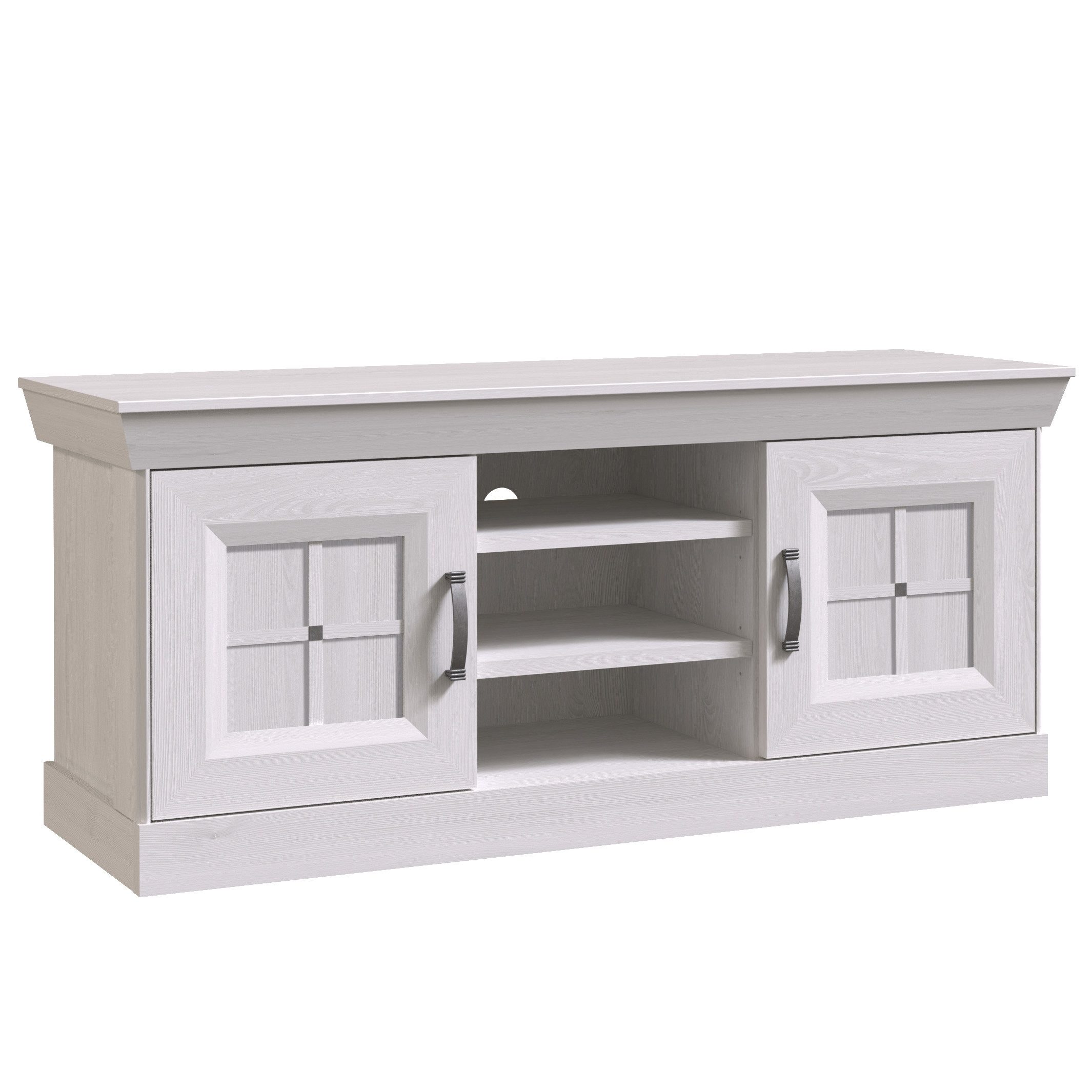 Newroom Lowboard Schnee Eiche 143 cm, TV Lowboard Schnee Eiche Modern TV Schrank Fernsehtisch Wohnzimmer