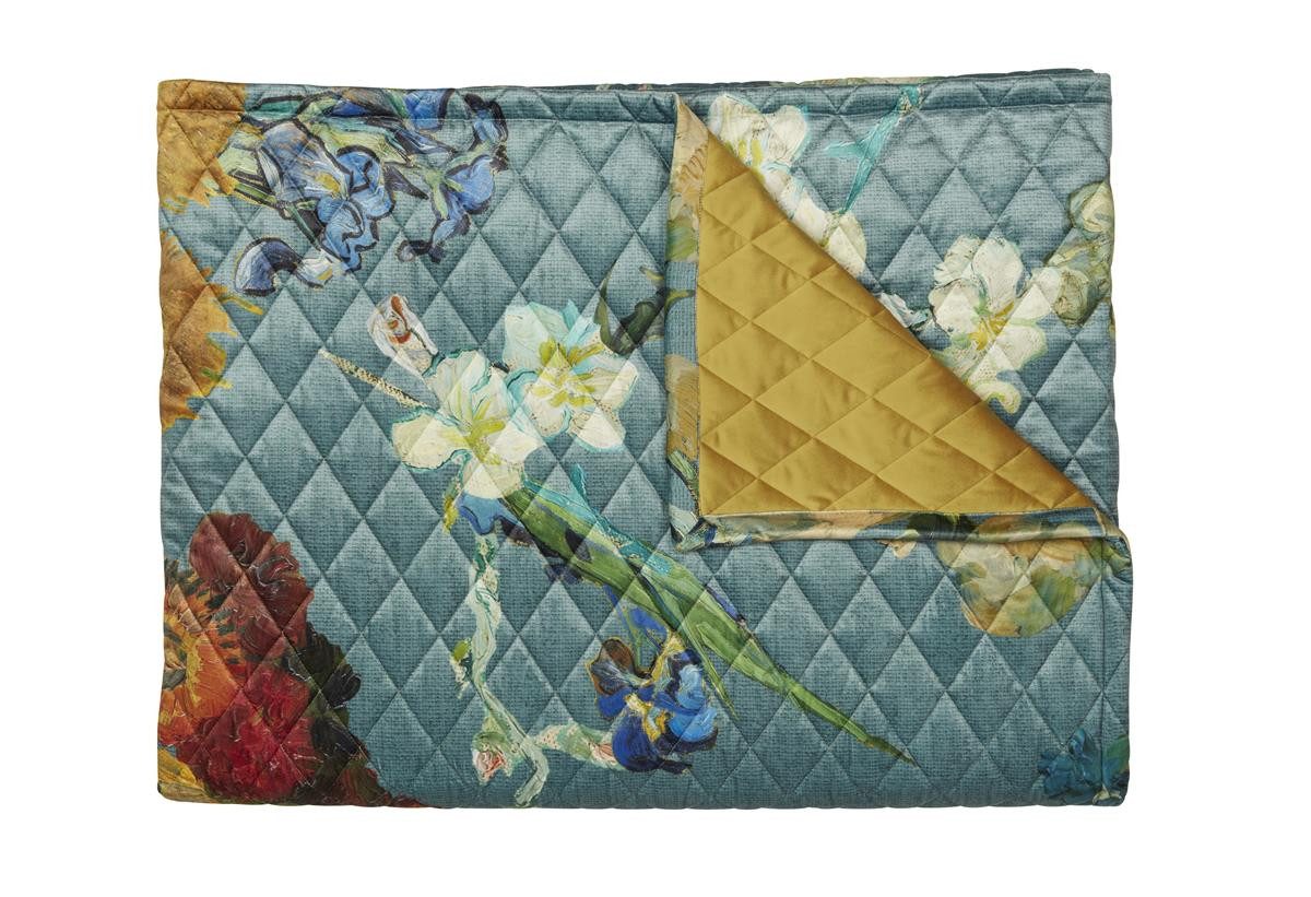 Wolldecke Partout des Fleurs Bedspread_Green_UV_UV_180x260 1 Tagesdecke 1x 180x2, Beddinghouse x Van Gogh Museum, Tagesdecke Kuscheldecke Decke Wohndecke
