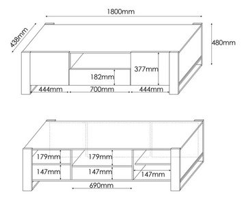 Furnix TV-Schrank WELSA Lowboard mit Schublade und Türen Wotan/Anthrazit B180 x H48 x T44 cm