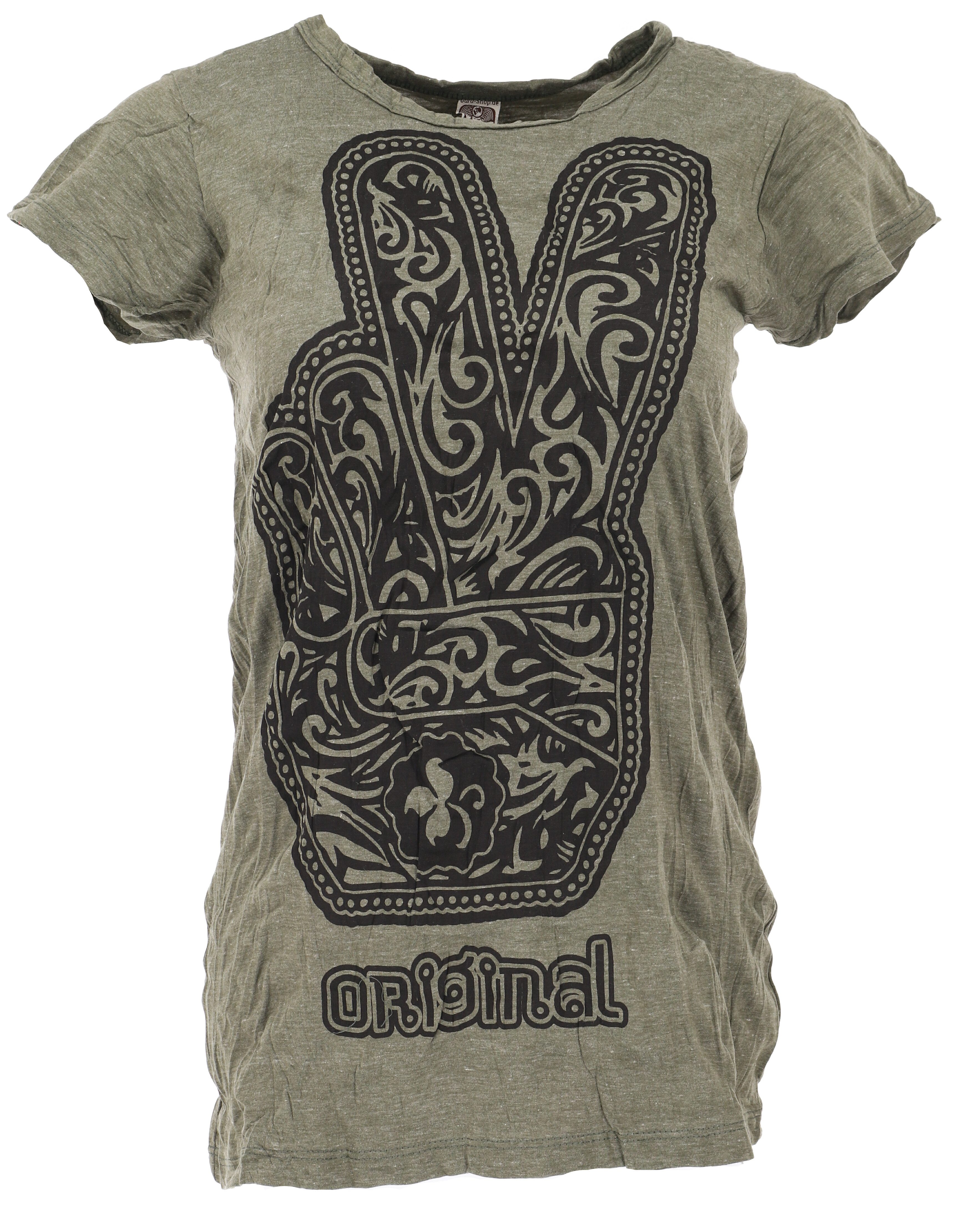 Guru-Shop T-Shirt GURU Basic T-Shirt, Damen Yoga Shirt, Peace -.. Festival, Goa Style, alternative Bekleidung