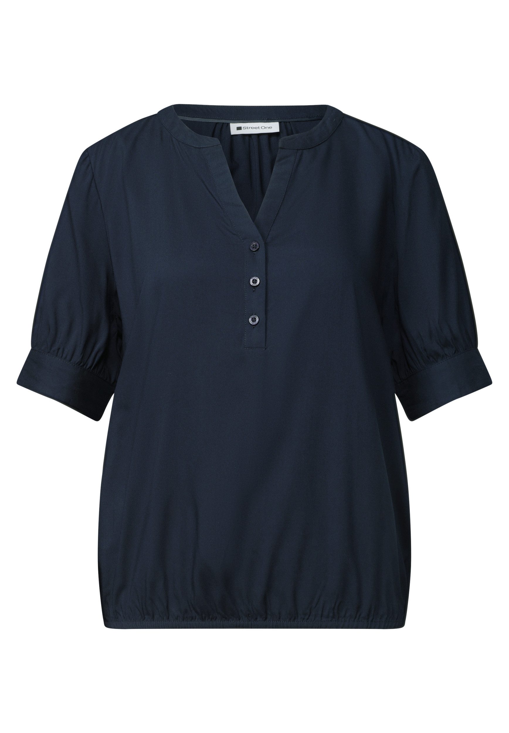 STREET ONE Kurzarmbluse LTD QR Splitneck blouse w gath