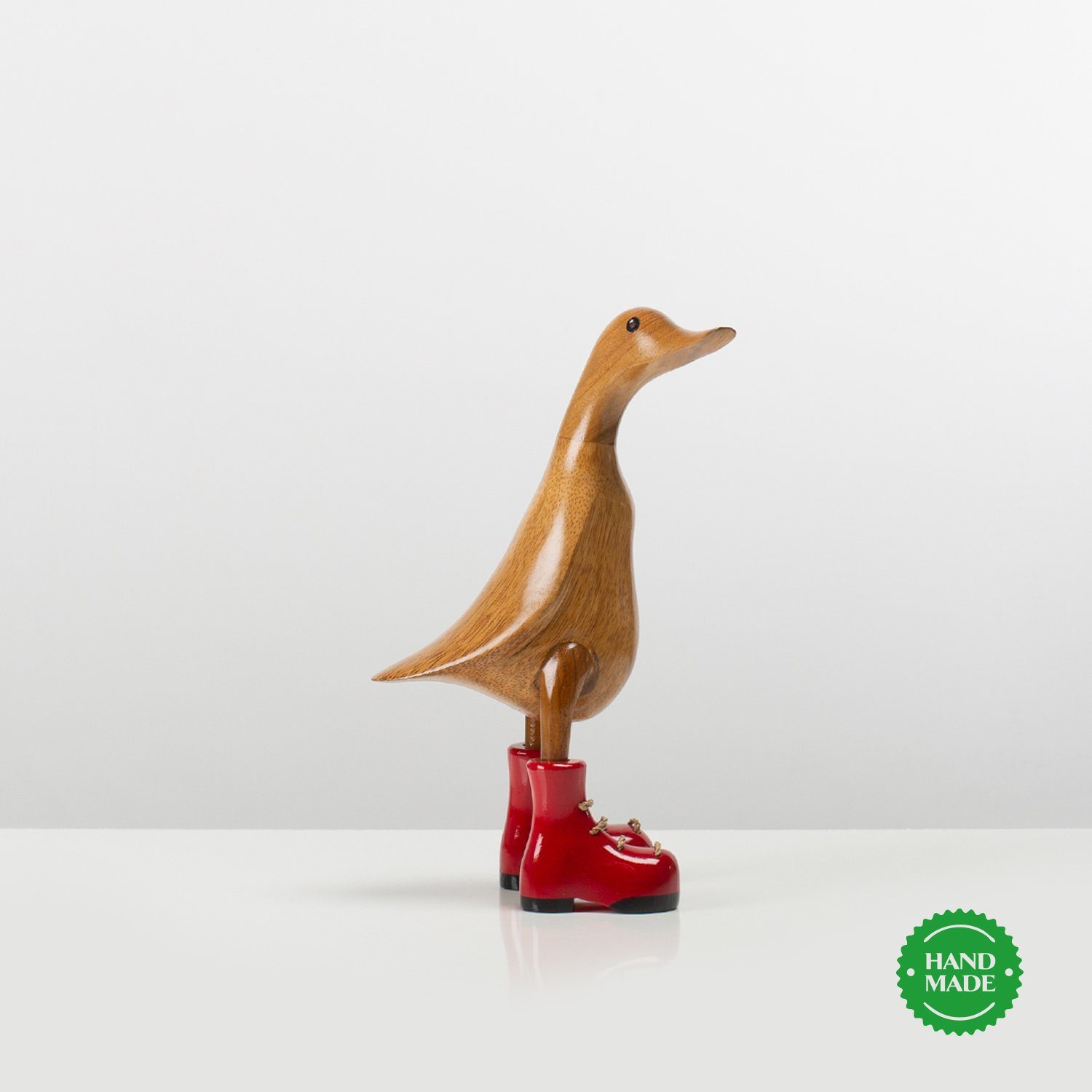 Rikmani Dekofigur Holzfigur Ente Stiefel Dekoration Set), - aus (3-er rot Holzarten Geschenk 3 Handgefertigte Holz