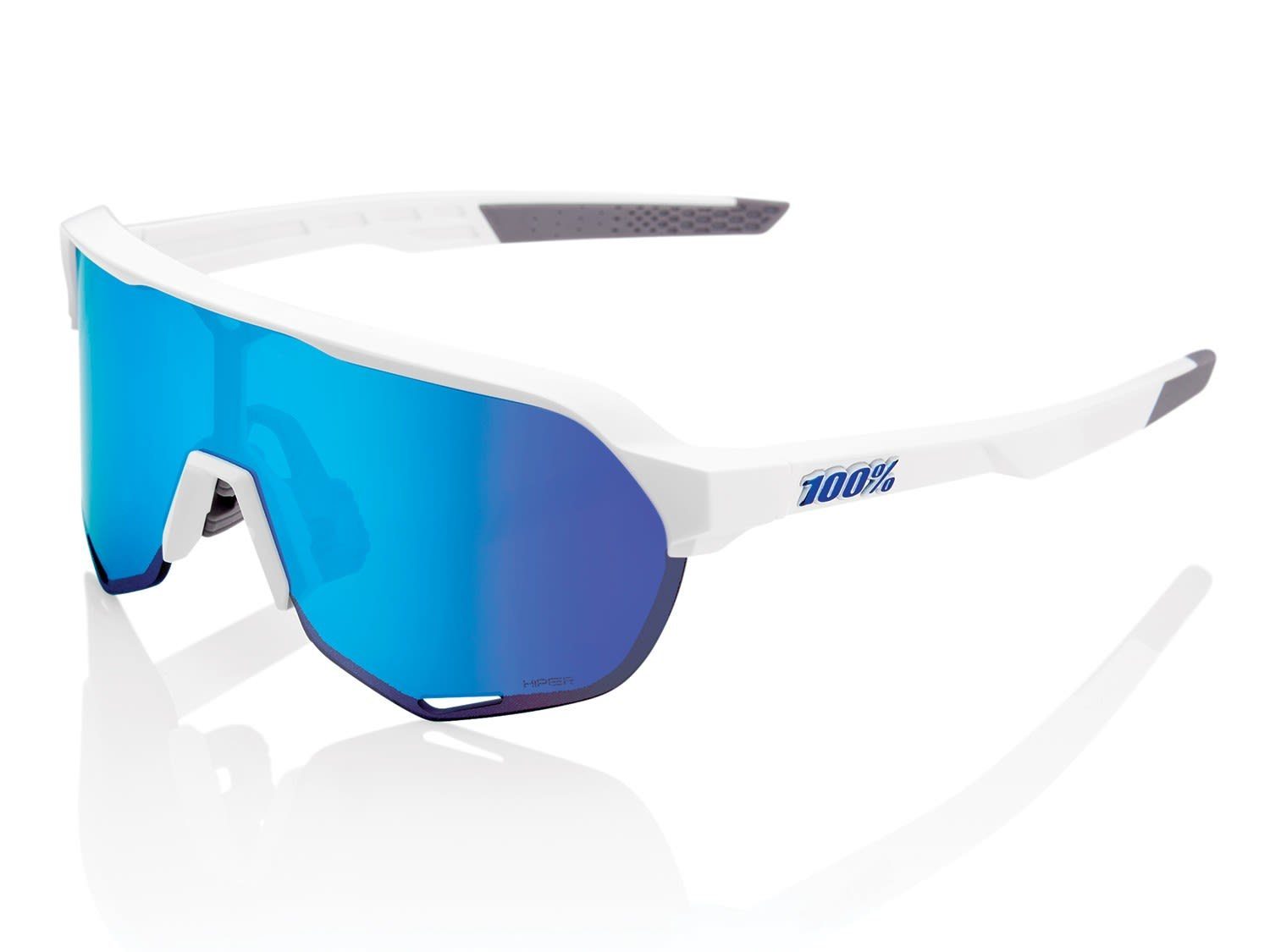 100% Sportbrille 100% S2 Hiper Mirror Lens Accessoires Matte White - HiPER Blue Multilayer Mirror | Brillen