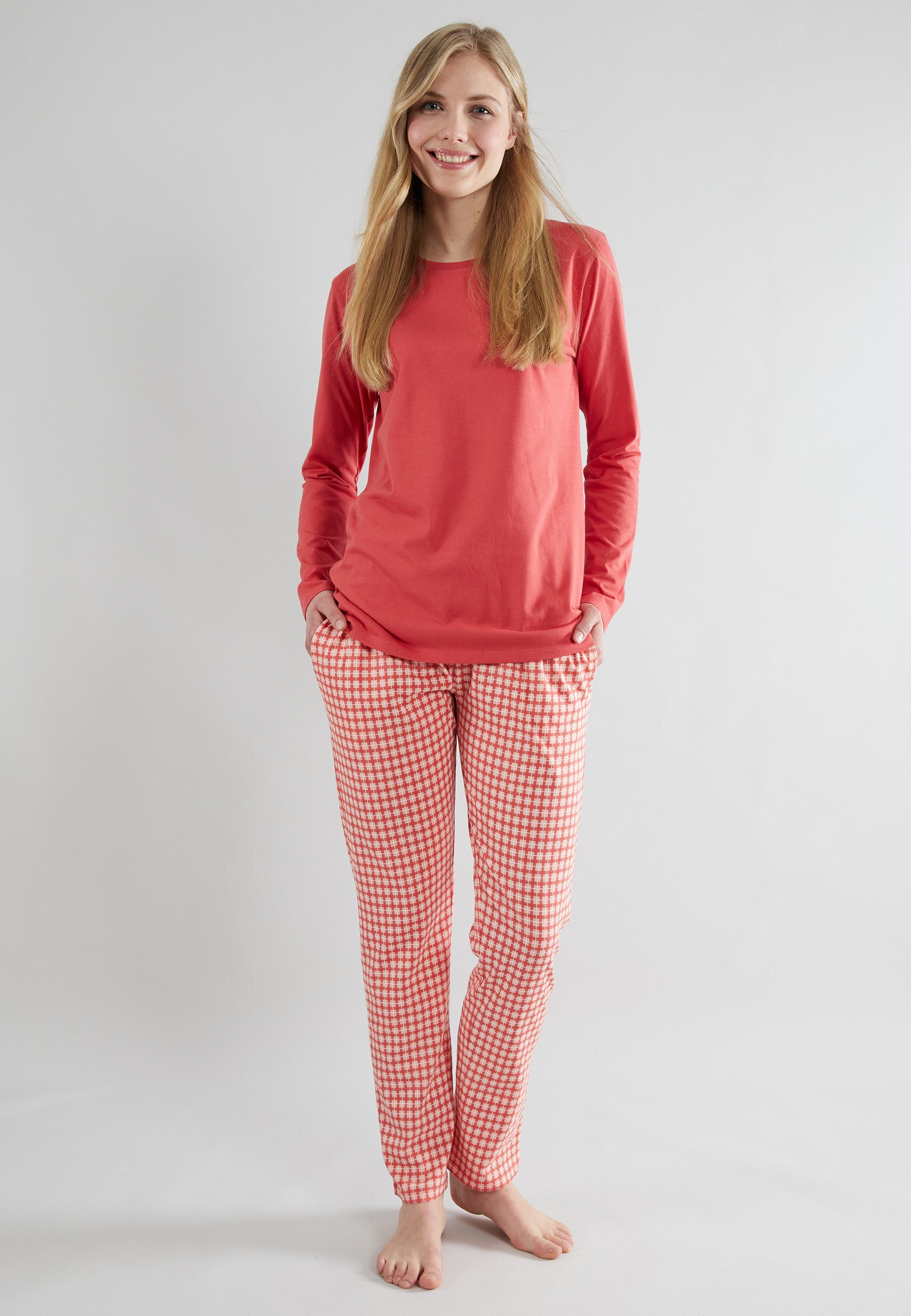 GÖTZBURG Pyjama GÖTZBURG Damen Pyjama rot kariert (1 tlg)