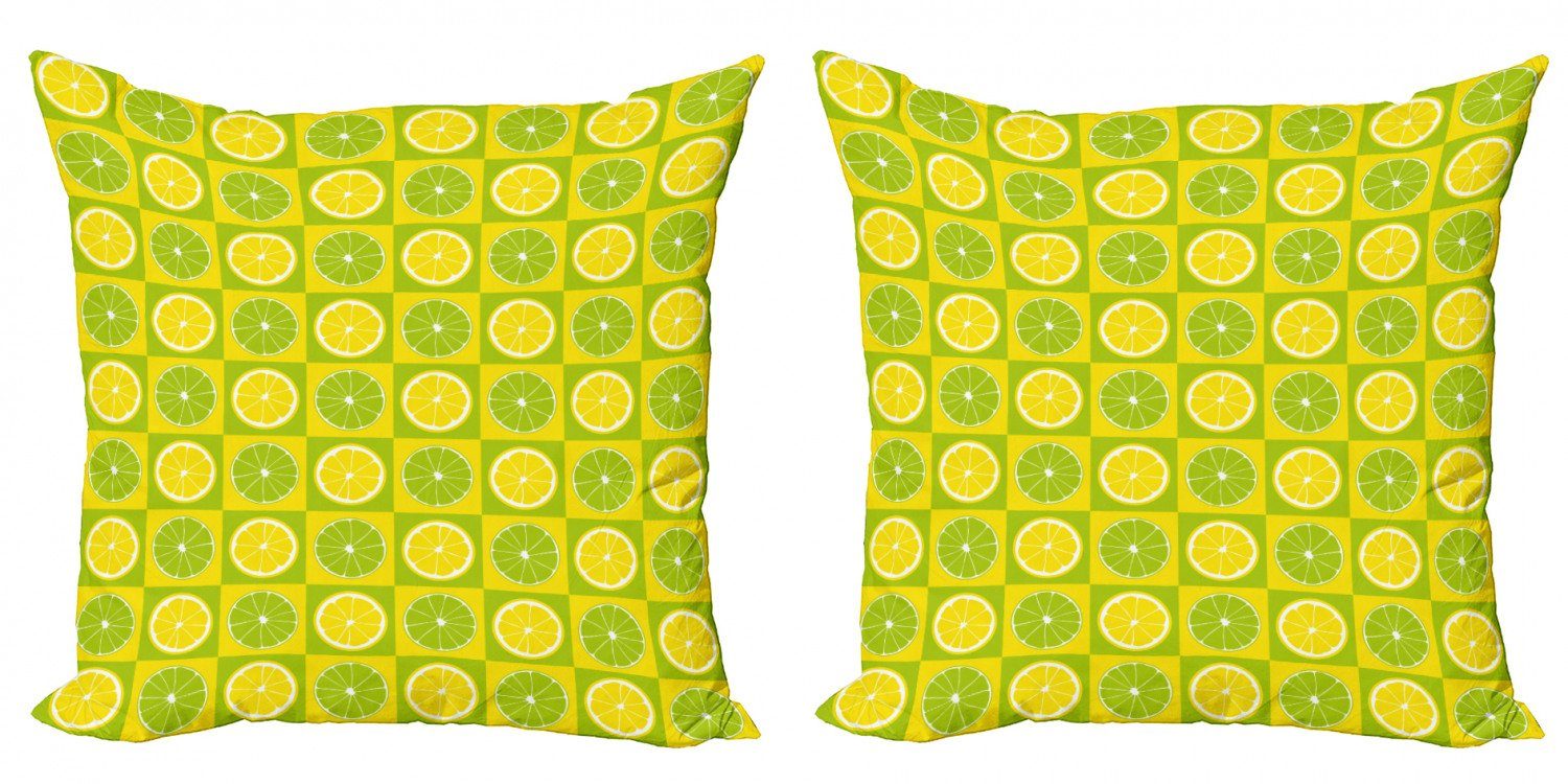 Abakuhaus Digitaldruck, Accent (2 Green Modern Stück), Kissenbezüge Lemon Lime Lime Pop-Art Doppelseitiger