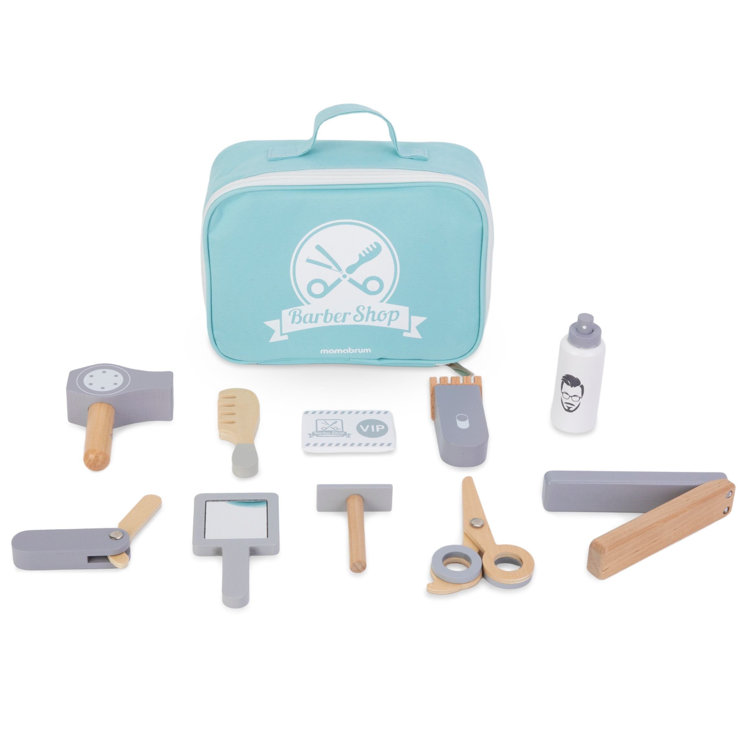 Mamabrum Spielzeug-Frisierkoffer Kinder-Friseurset – Kreatives Rollenspielspielzeug aus Holz