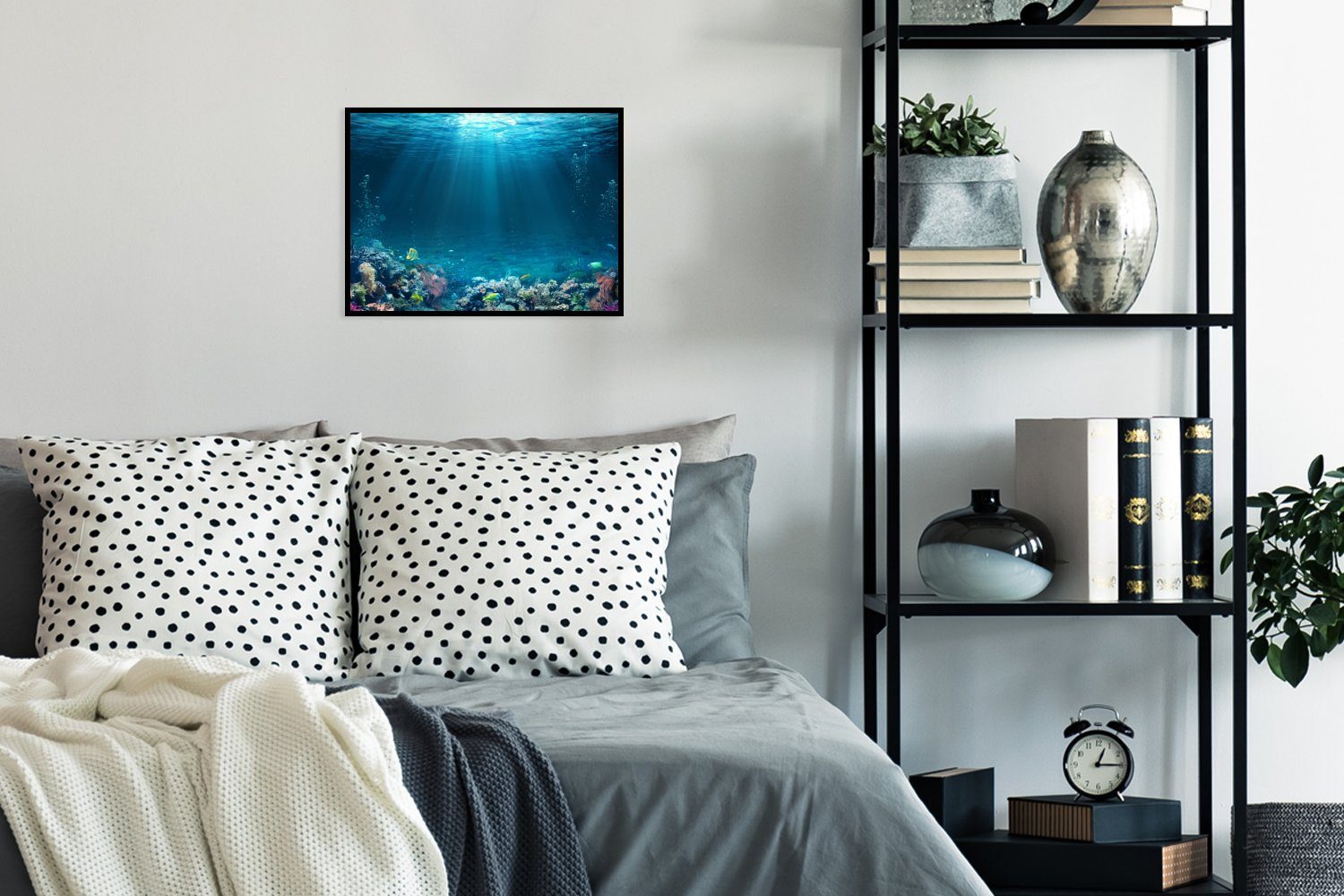 Ozean Kunstdruck, Rahmen, Poster Gerahmtes - Korallen, St), (1 Schwarzem Bilderrahmen - Poster, MuchoWow mit Fische