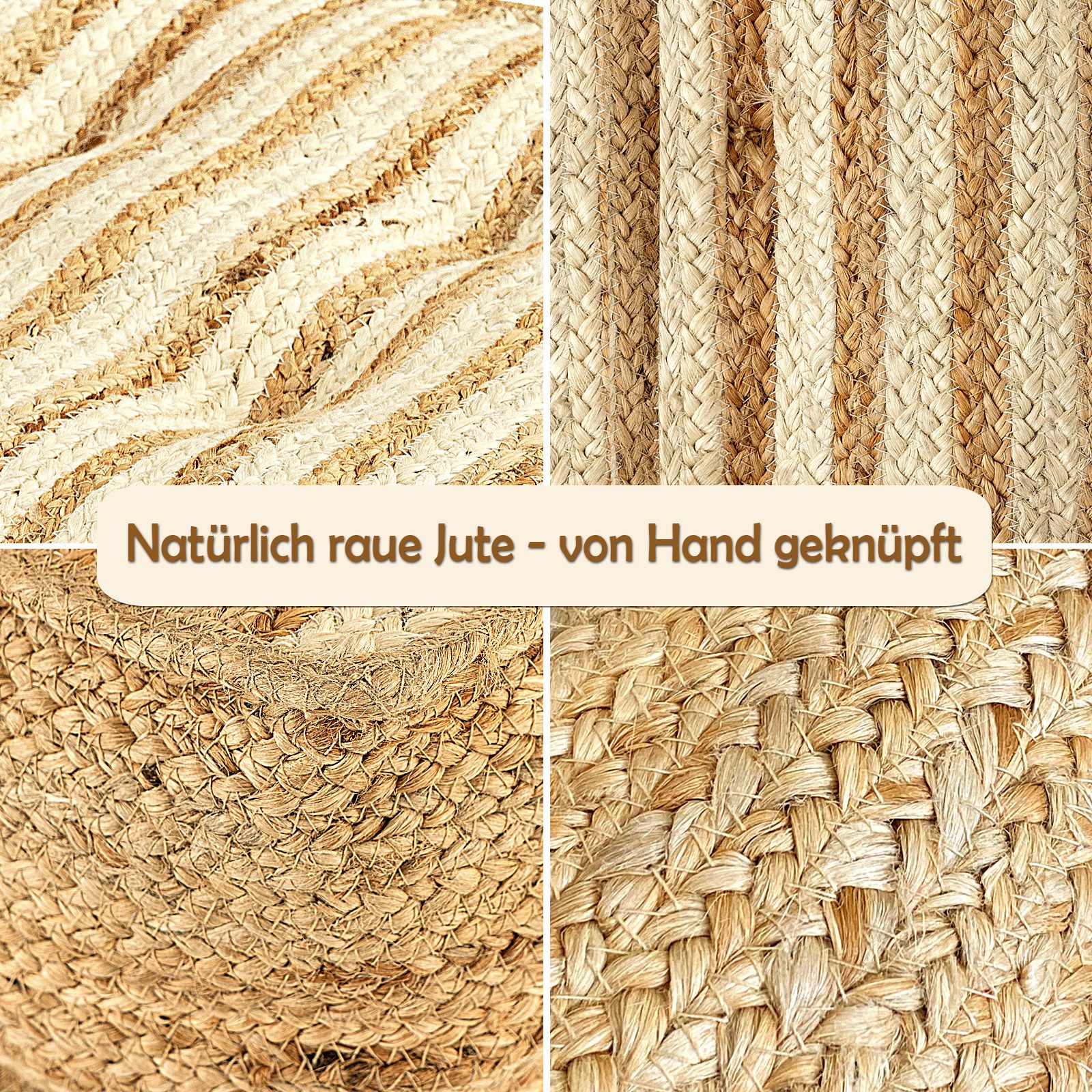 Amagohome Sitzhocker Sitzhocker Sitzpouf Jute Bodenkissen rund quadratisch Deko Hocker Fußh