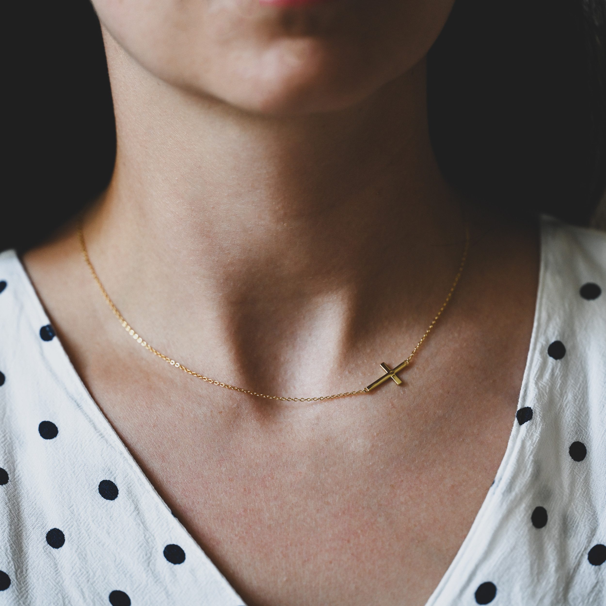 Runde Perlé Kreuzkette zarte Kette Kreuz Damen – 925 Sterling Silber oder 1 günstig online kaufen