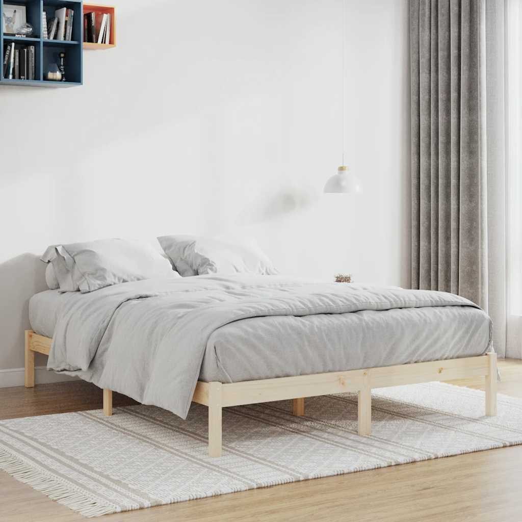 vidaXL Bett, Massivholzbett ohne Matratze 193x203 cm Kiefer