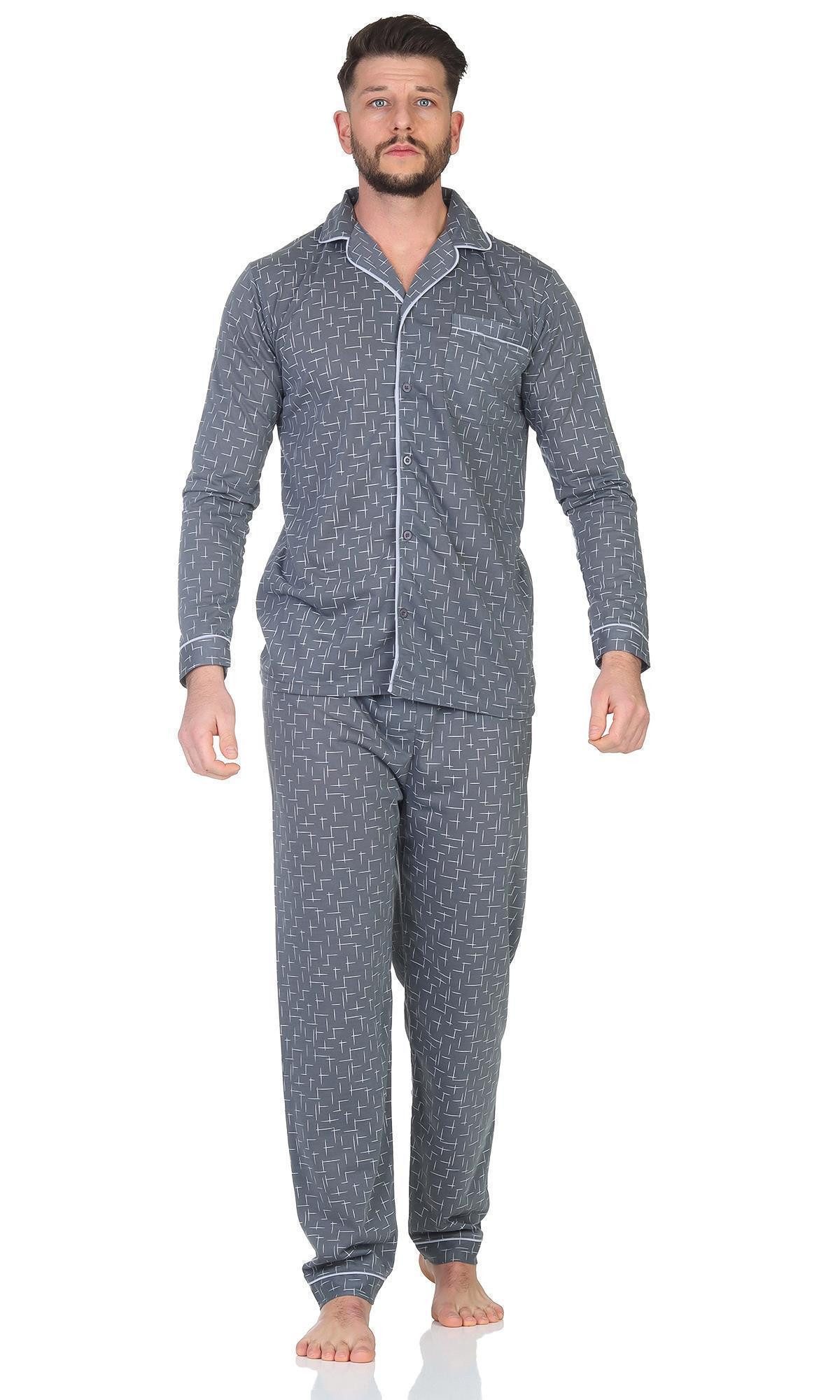 EloModa Pyjama Herren Pyjama Set Hemd & Hose Schlaf-Anzug Nachthemd, Gr. M L XL XXL (2 tlg)