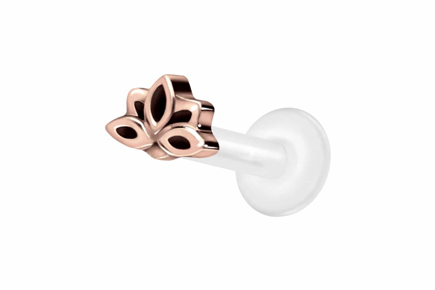 PIERCINGLINE Piercing-Set PTFE Labret mit Innengewinde + Titan-Aufsatz LOTUSBLÜTE (Labrets, 1-tlg)