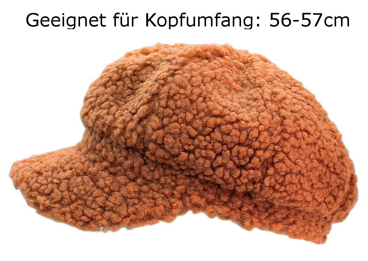 Ballonmütze Flauschige mit Unifarben Kappe Cap Ballonmütze Schirmmütze fester Barett BM217-Kupfer Unifarbe Schirm, Damen dy_mode