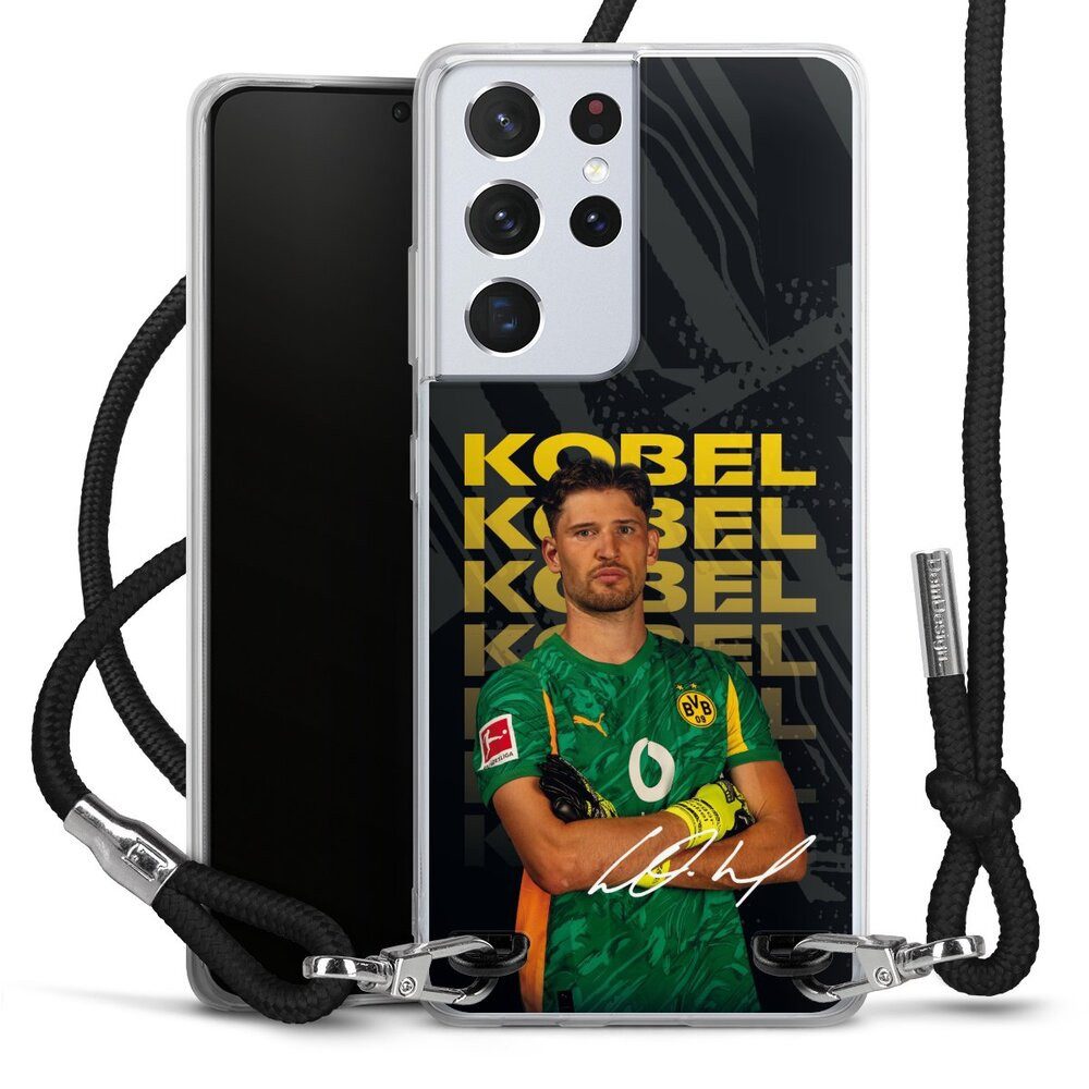 DeinDesign Handyhülle Borussia Dortmund Gregor Kobel BVB Gregor Kobel 25/26, Samsung Galaxy S21 Ultra 5G Handykette Hülle mit Band Cover mit Kette
