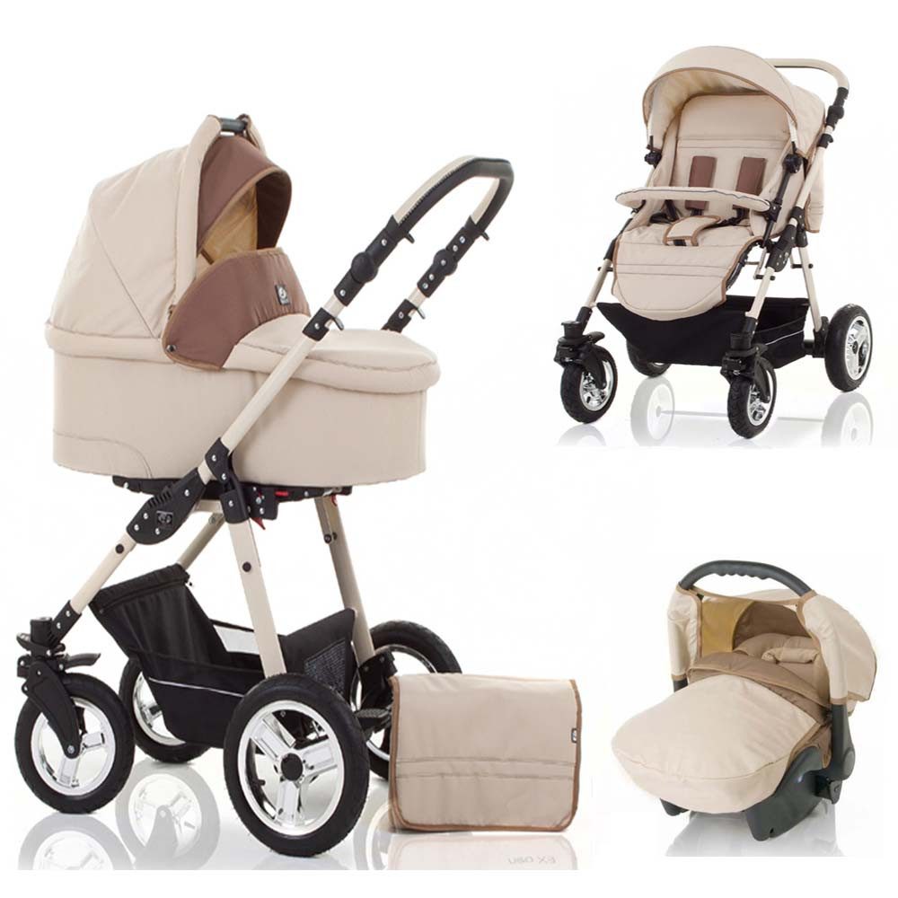 Kombi-Kinderwagen Leo 4 in 1 inkl. Sportsitz, Autositz und Zubehör in 20 Farben