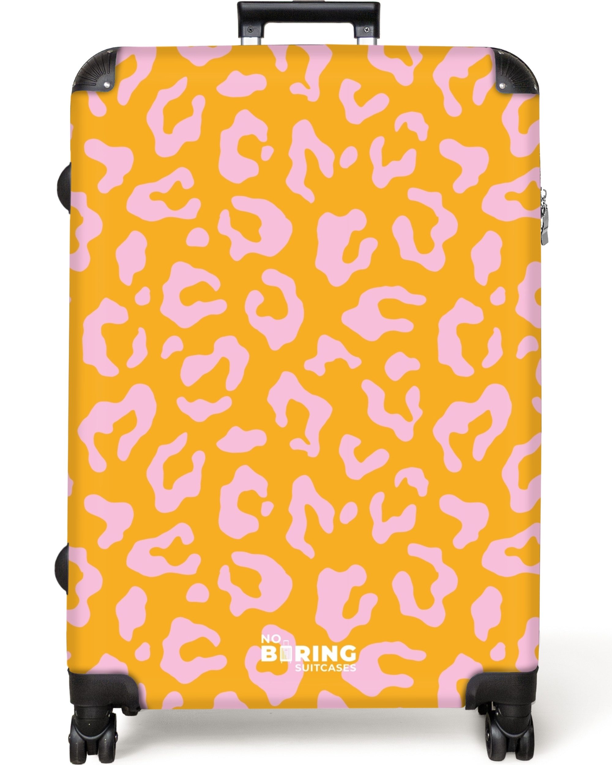 NoBoringSuitcases.com© Hartschalen-Trolley Orange und rosa Pantherdruck günstig online kaufen