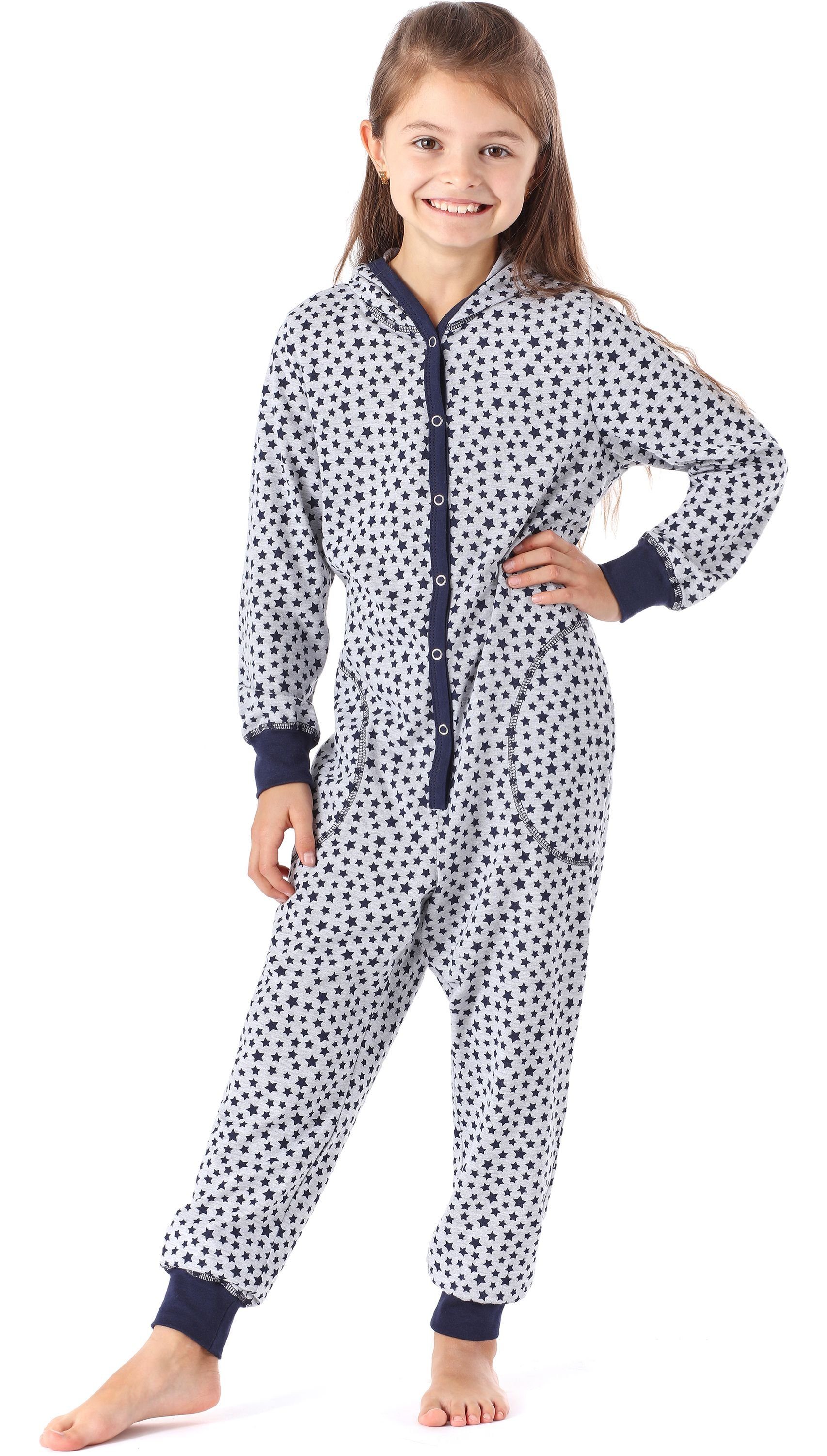 Merry Style Schlafanzug Mädchen Schlafoverall mit Kapuze MS10-223 Melange Sterne