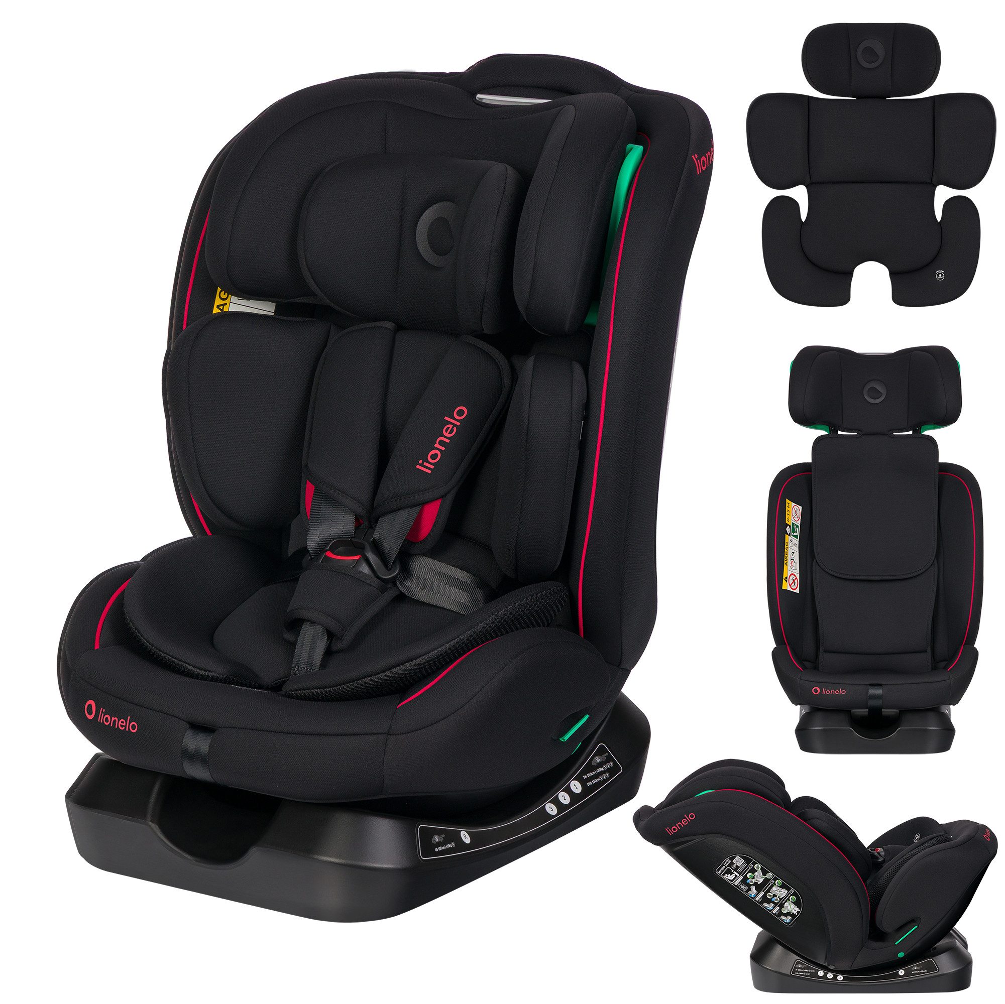 lionelo Autokindersitz AART I-SIZE, ab: ab Geburt, bis: 12 Jahre, ab: 40,00 cm, bis: 150,00 cm, (Autositz, Bedienungsanleitung, Verkleinerungseinsatz, Lendeneinsatz, Baby Card), i-SizeBreiter Anpassungsbereich Ein zusätzlicher Seitenschutz 4in1