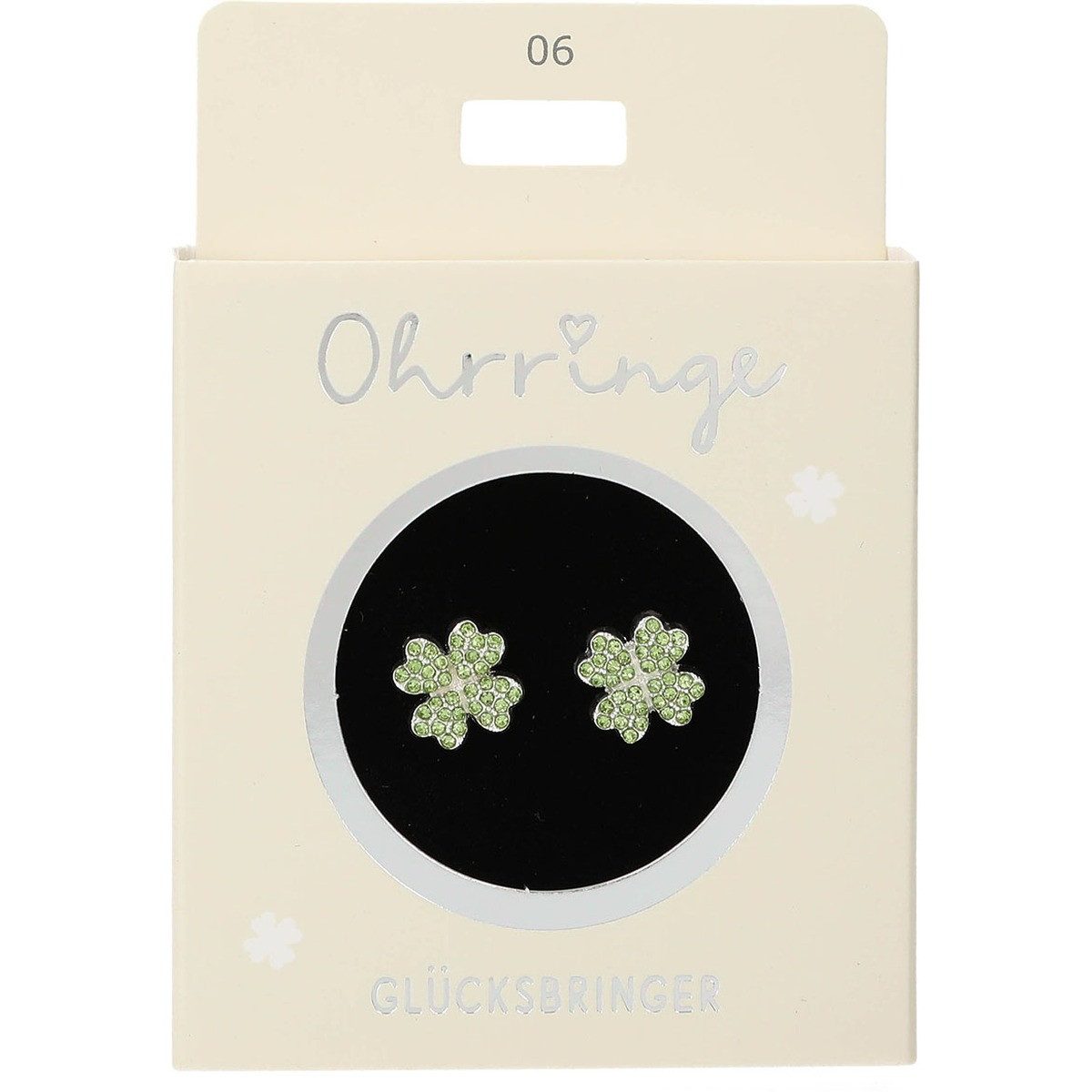 Depesche Ohrring und Ketten Set DEPESCHE Ohrringe Glitzer Kleeblätter Glücksbringer grün Nr. 6