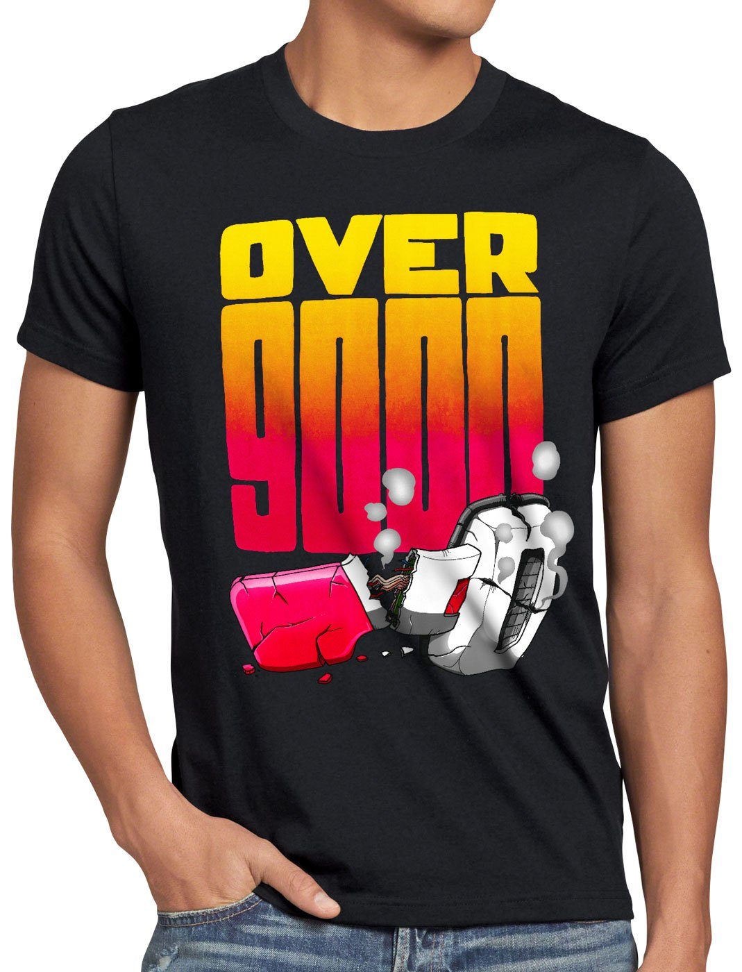vegeta Print-Shirt 9000 style3 T-Shirt Over schwarz Herren level power