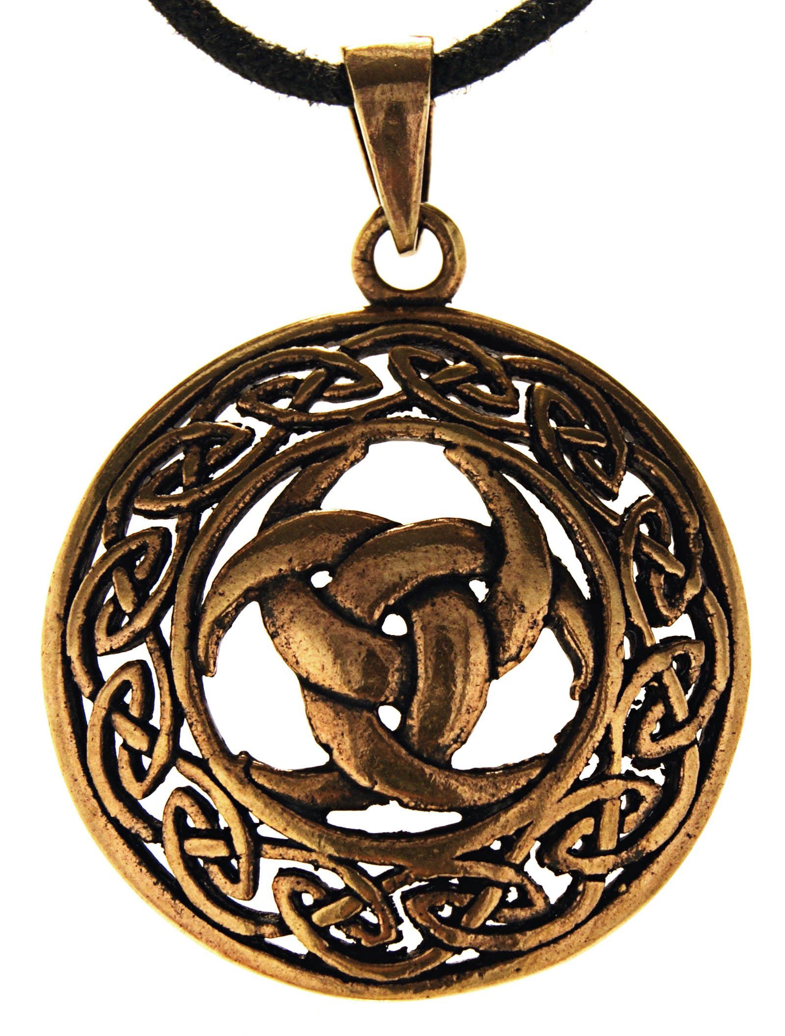 Kiss of Leather Kettenanhänger Odinshorn Anhänger Bronze Odins Keltischer Knoten Keltenknoten Horn 140