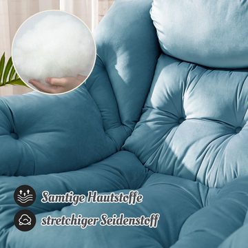 Vankel Sessel Fauler Stuhl, bequem und entspannt, seeblau/goldgrau, bis zu 200 kg Tragkraft