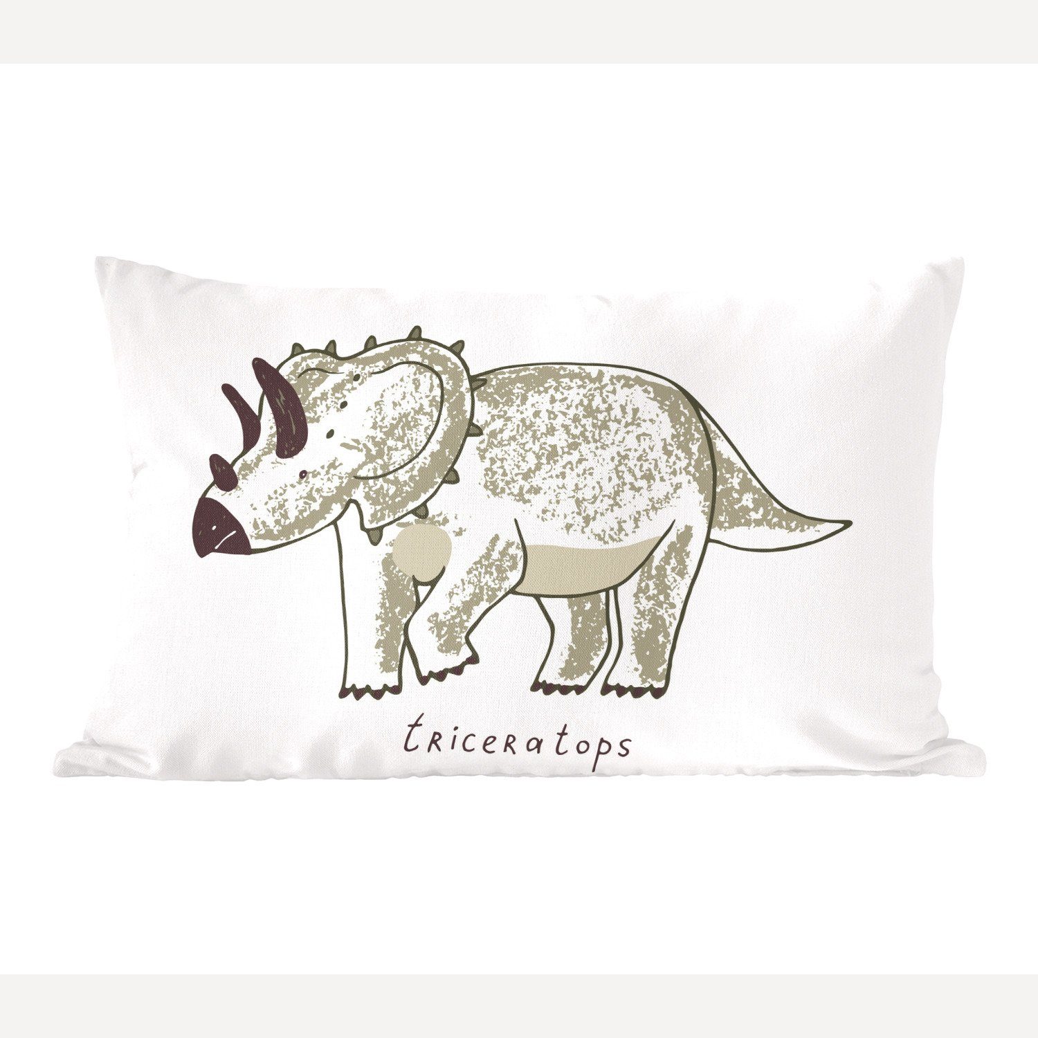 MuchoWow Dekokissen Kinderzimmer - Triceratops - Dinosaurier - Jungen - Mädchen - Kinder, Wohzimmer Dekoration, Zierkissen, Dekokissen mit Füllung, Schlafzimmer