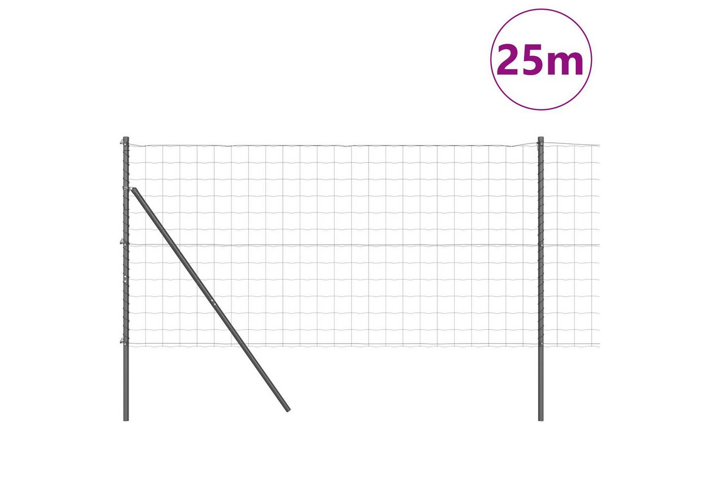Thumbnail - vidaXL Gartenzaun Euro Zaun mit 13 Pfosten 1,2x25 m feuerverzinktem Stahl Grau, (2-St)