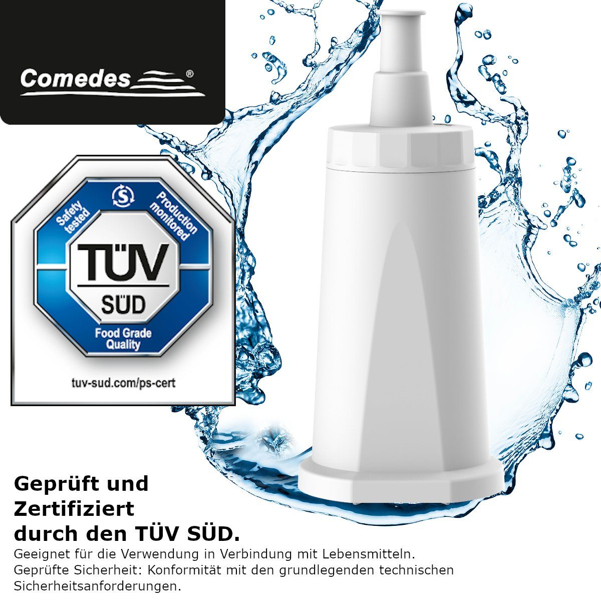 Comedes Wasserfilter 6er Set einsetzbar statt Sage SES008WHT0NEU1, Zubehör für Barista Express (SES875), Barista Pro (SES878), Barista Touch (SES880), Dual Boiler (SES920), Oracle (SES980), Oracle Touch (SES990), passend für die Bambino Plus (SES500), Duo-Temp Pro (SES810)