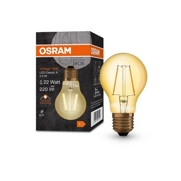Osram LED-Leuchtmittel LED E27 VINTAGE GLÜHBIRNE GOLD, E27